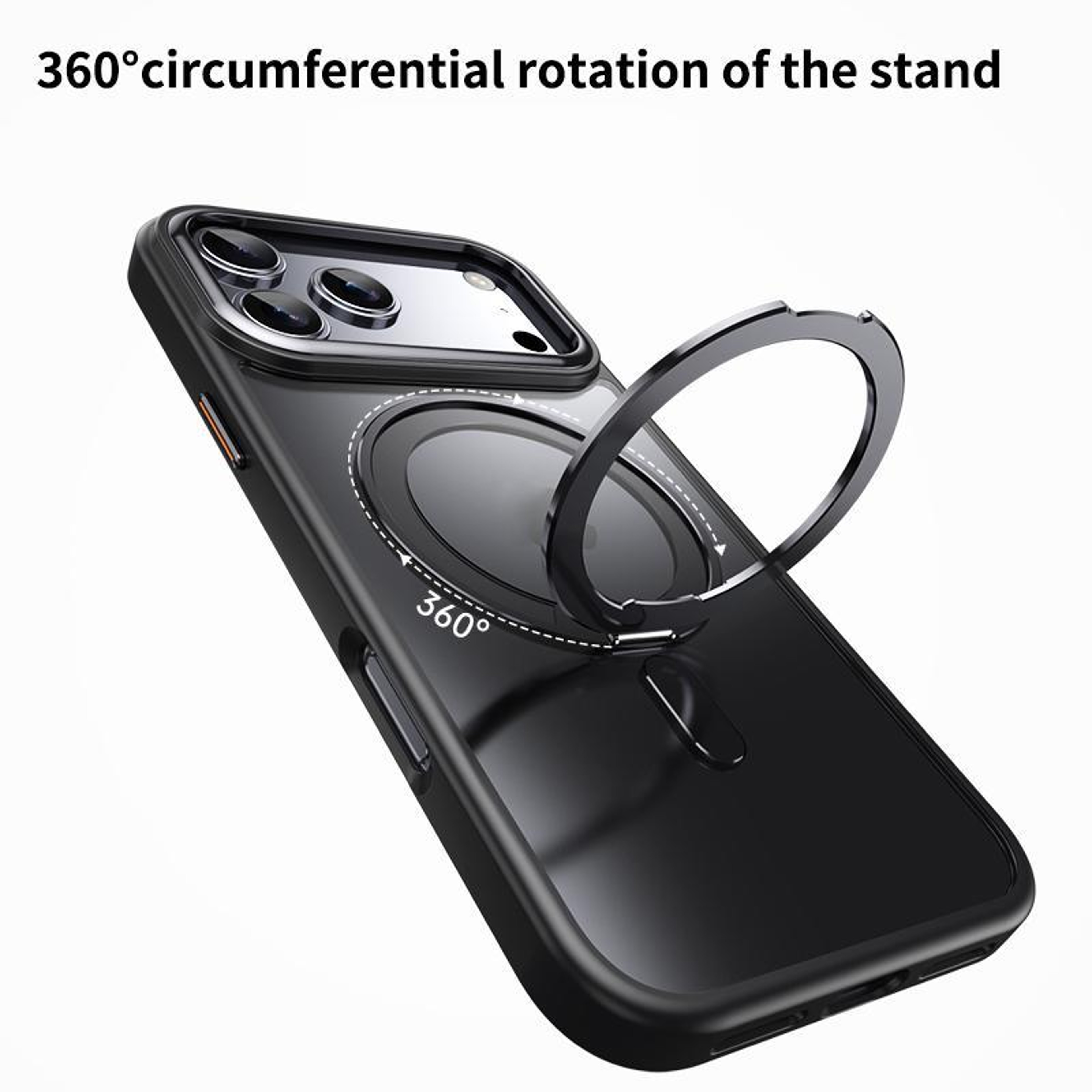 IPhone 17 Pro Max MagSafe Case With 360 Rotating Ring Stand And Frosted Shockproof Protection 5