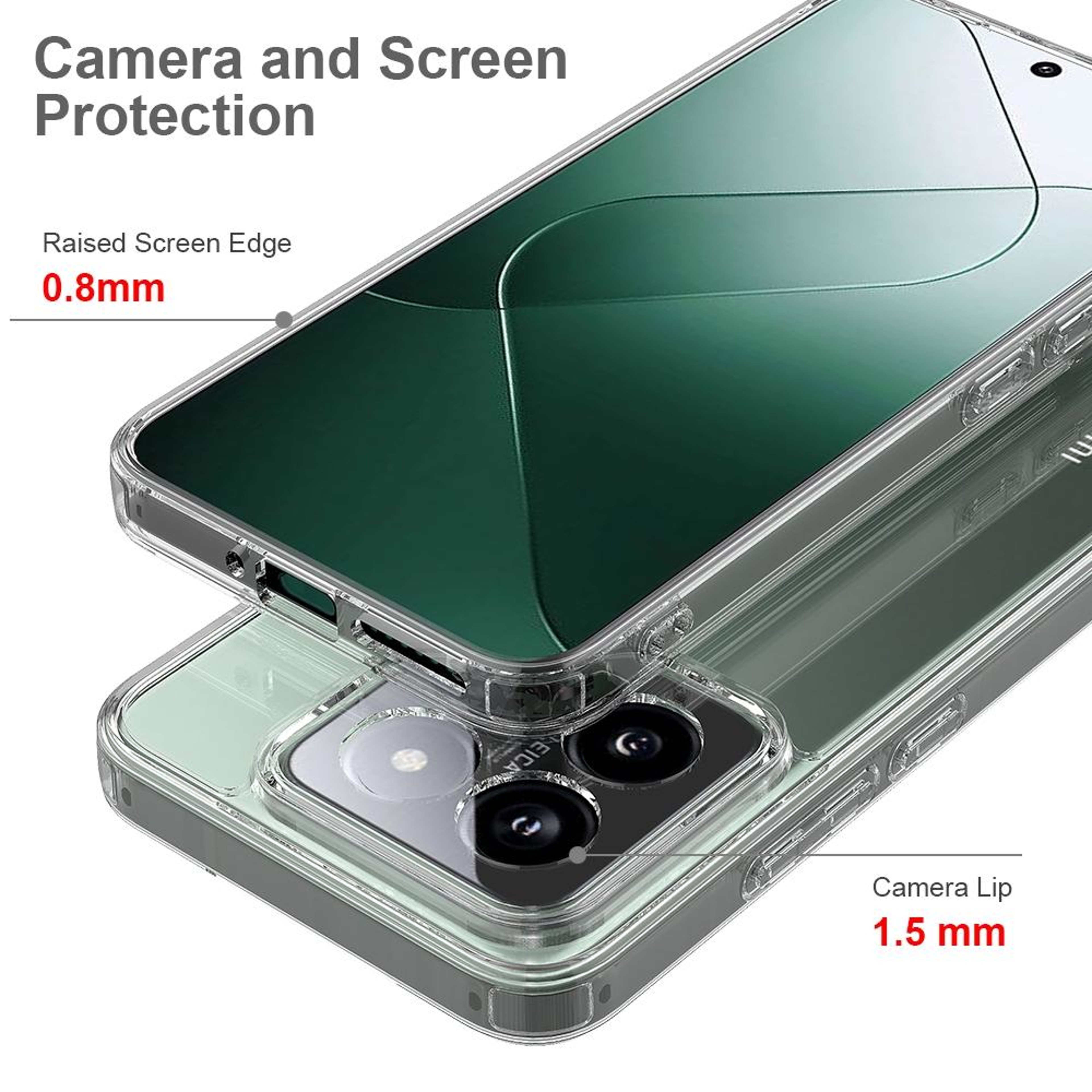 Xiaomi 14 Clear Phone Case Scratchproof Transparent TPU Case with Acrylic Hard Back Cover – view 4
