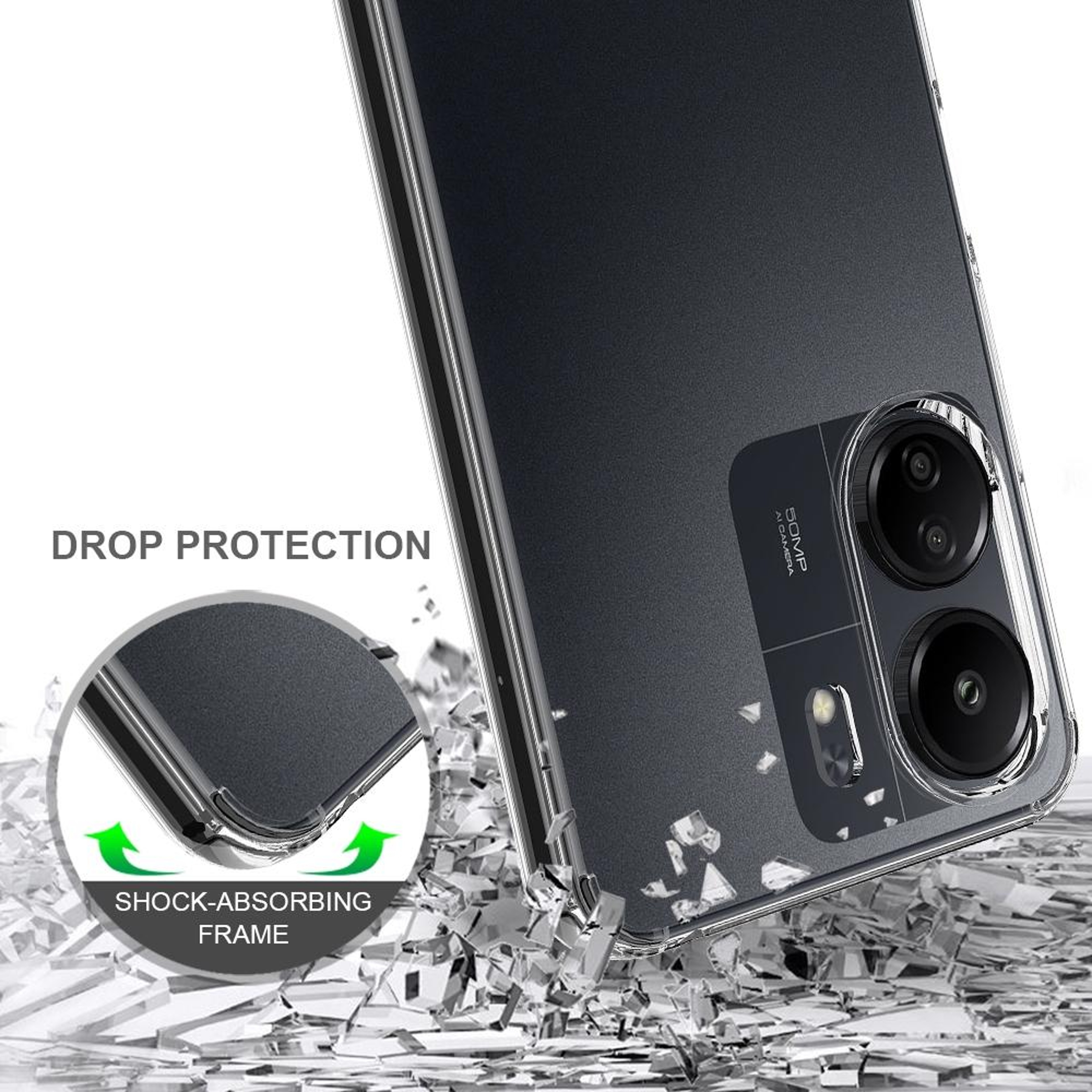 Xiaomi Redmi 13C 4G Clear Phone Case Scratchproof TPU Acrylic Transparent Protective Cover – view 5