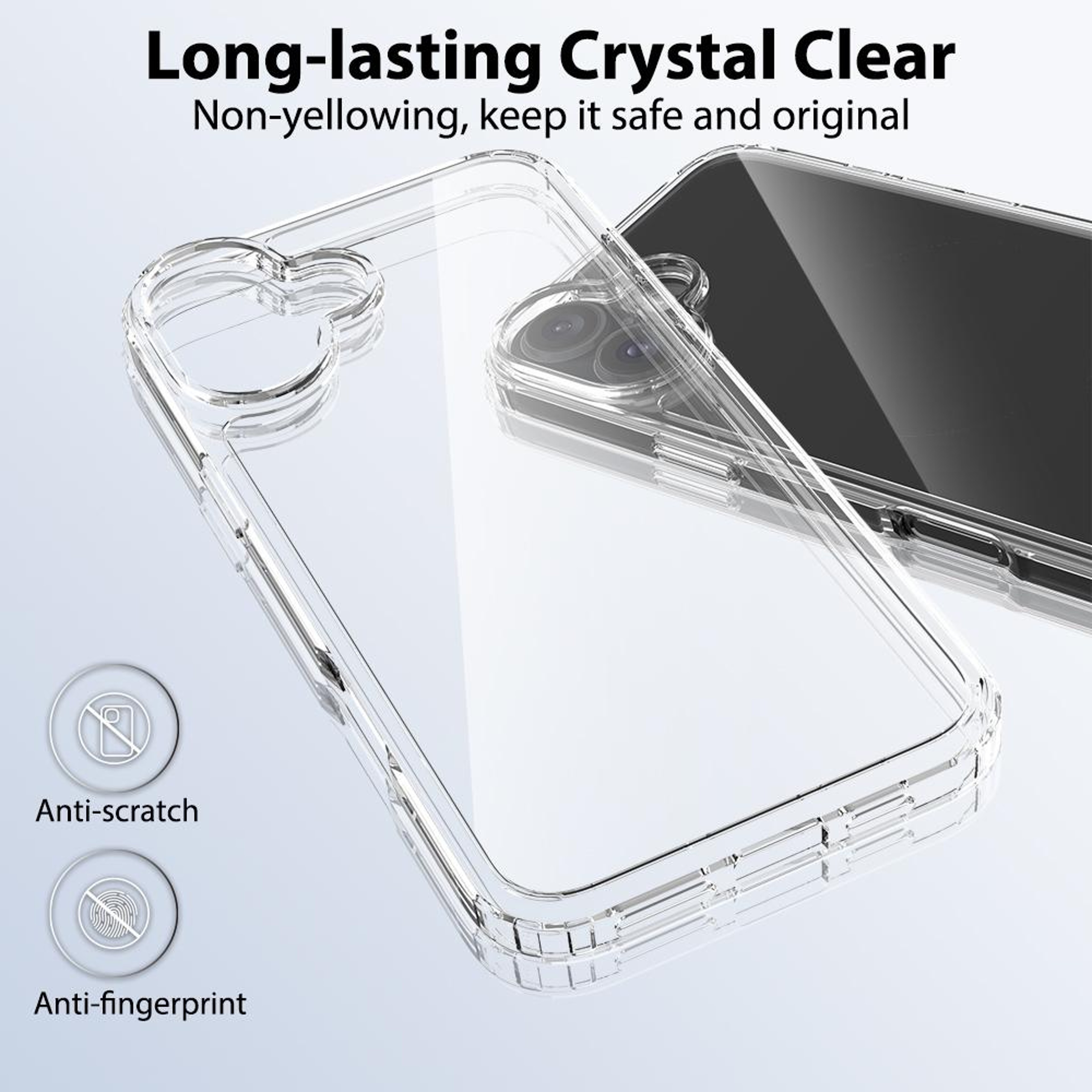 Crystal Clear IPhone 16 Plus Clear Case Scratch Resistant TPU Acrylic Protective Cover 2