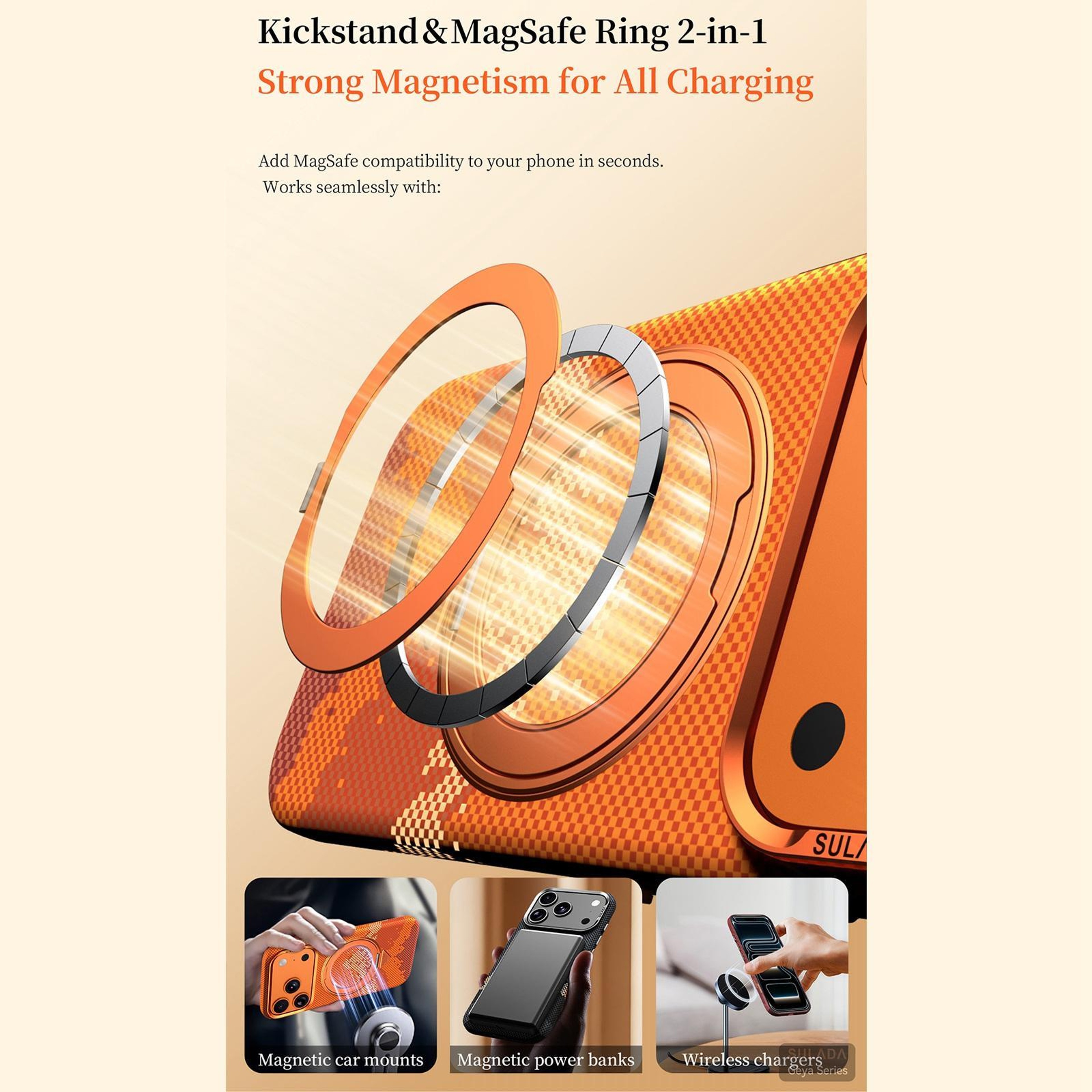 SULADA Kevlar IPhone 17 Case With MagSafe Compatible Case 360 Rotating Stand 9