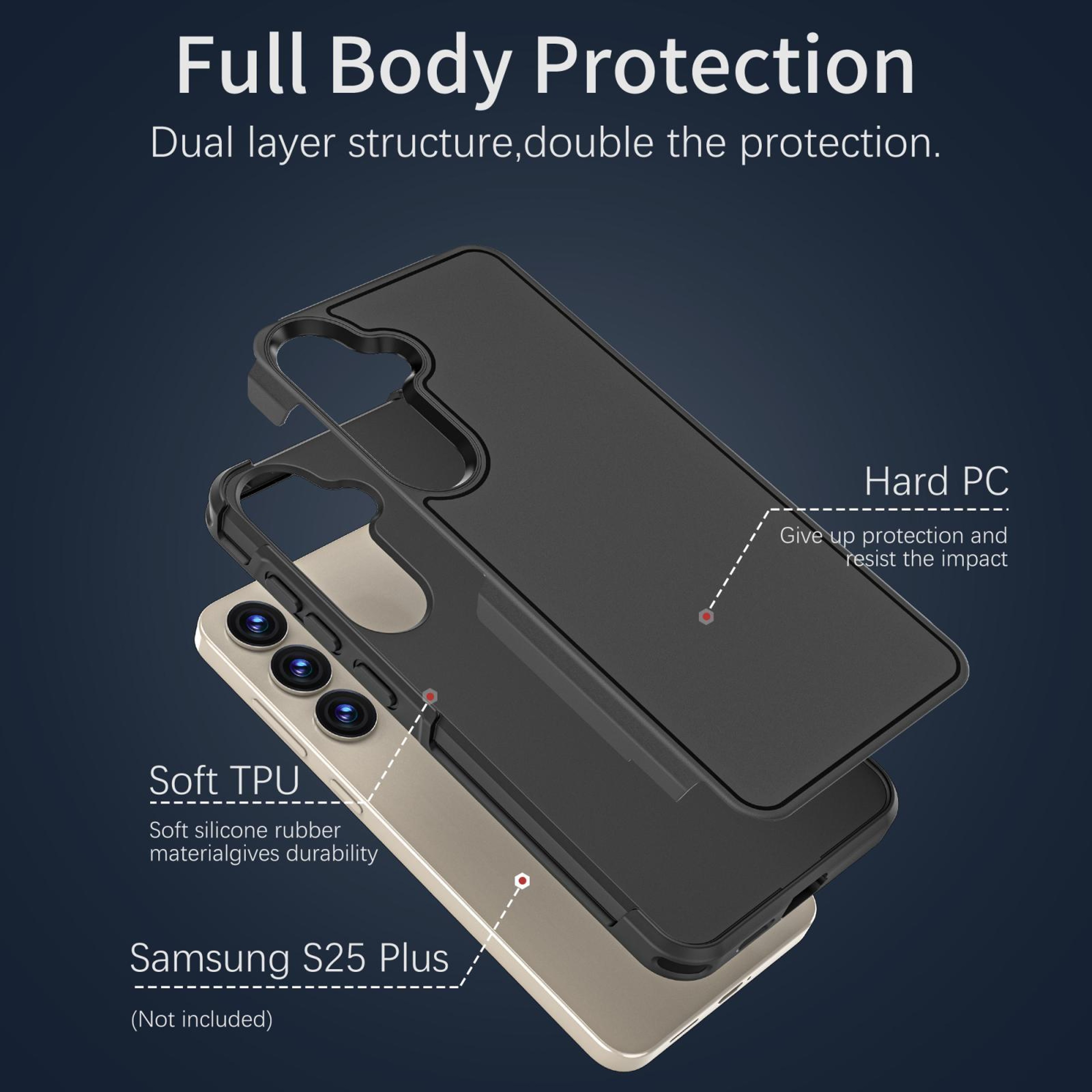 RedPepper Armor Samsung Galaxy S25 Plus Case Rugged Shockproof Phone Case Black – view 3