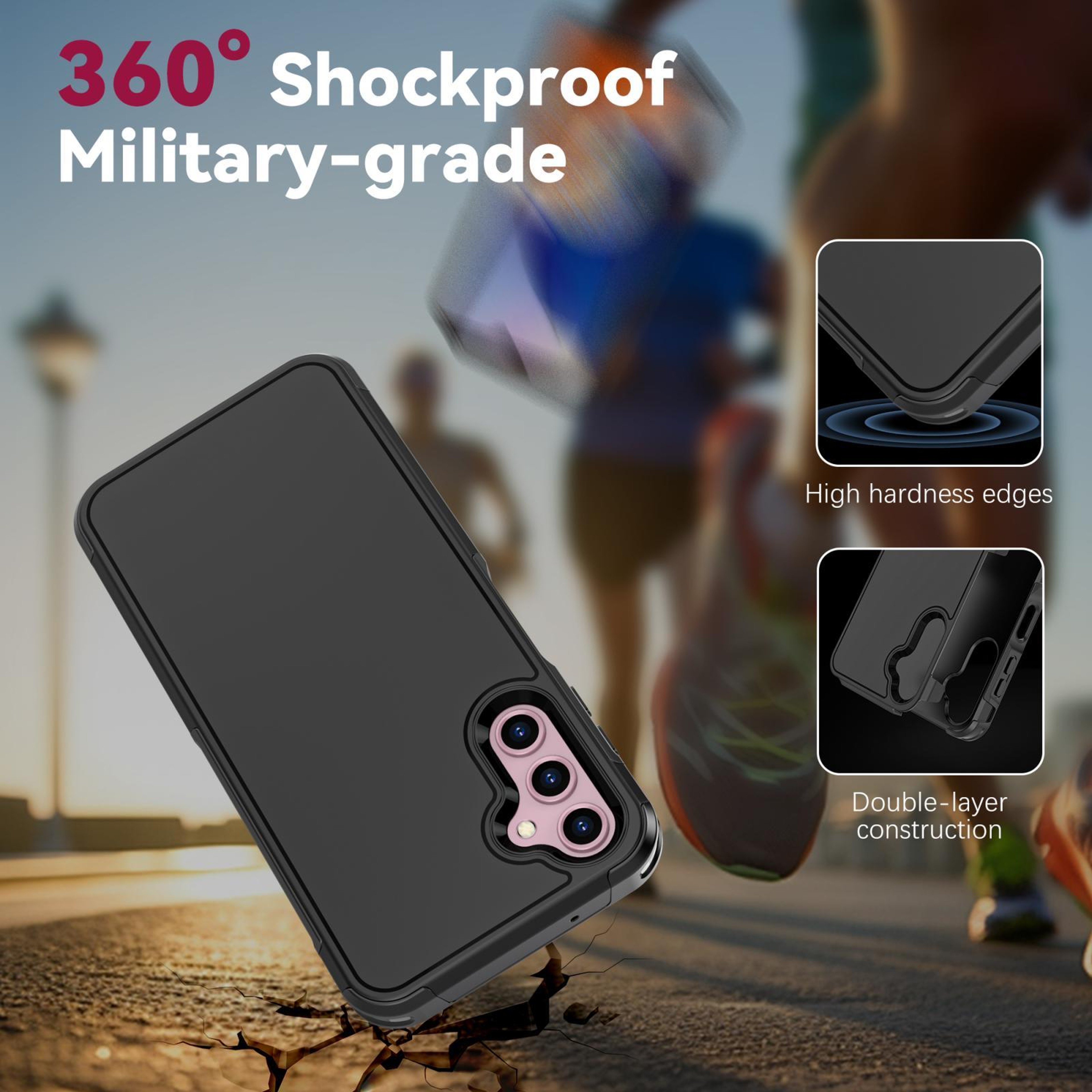RedPepper Samsung Galaxy A14 Case Shockproof Hybrid Phone Case PC TPU Protective Cover Black – view 7