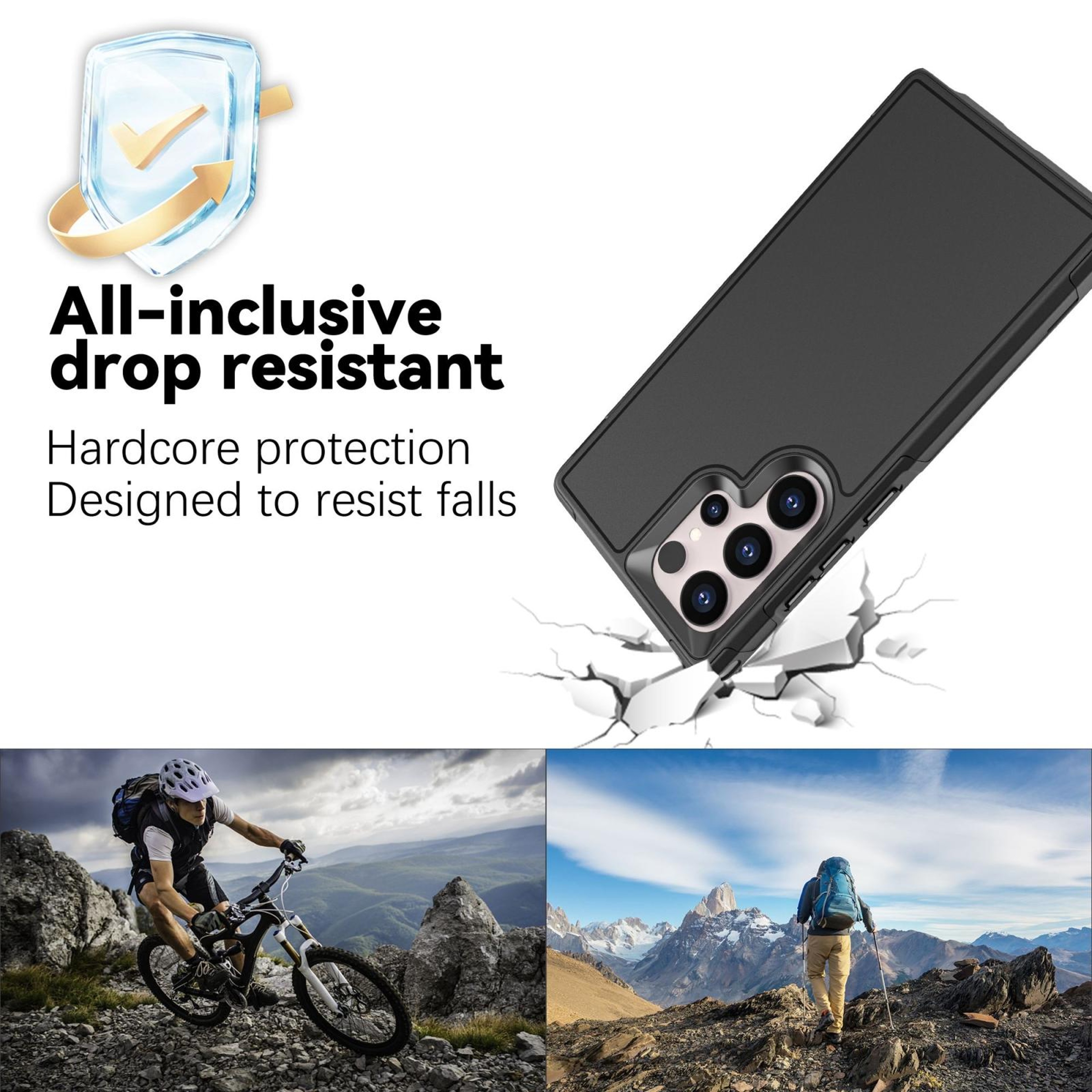 RedPepper Samsung Galaxy S23 Ultra Case Rugged Shockproof PC TPU Protective Phone Cover Black – view 7