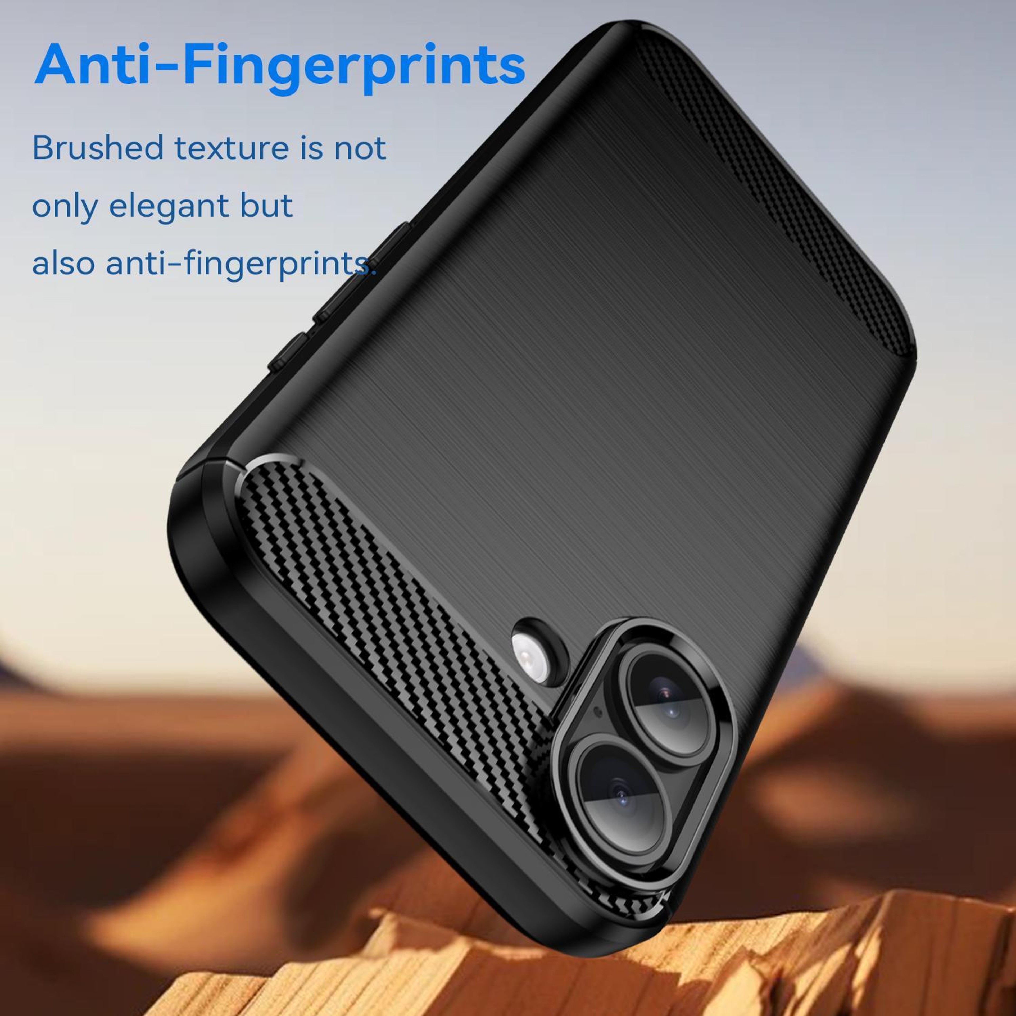 iPhone 17 Carbon Fiber Case Slim Shockproof Brushed Texture TPU Cover – view 3