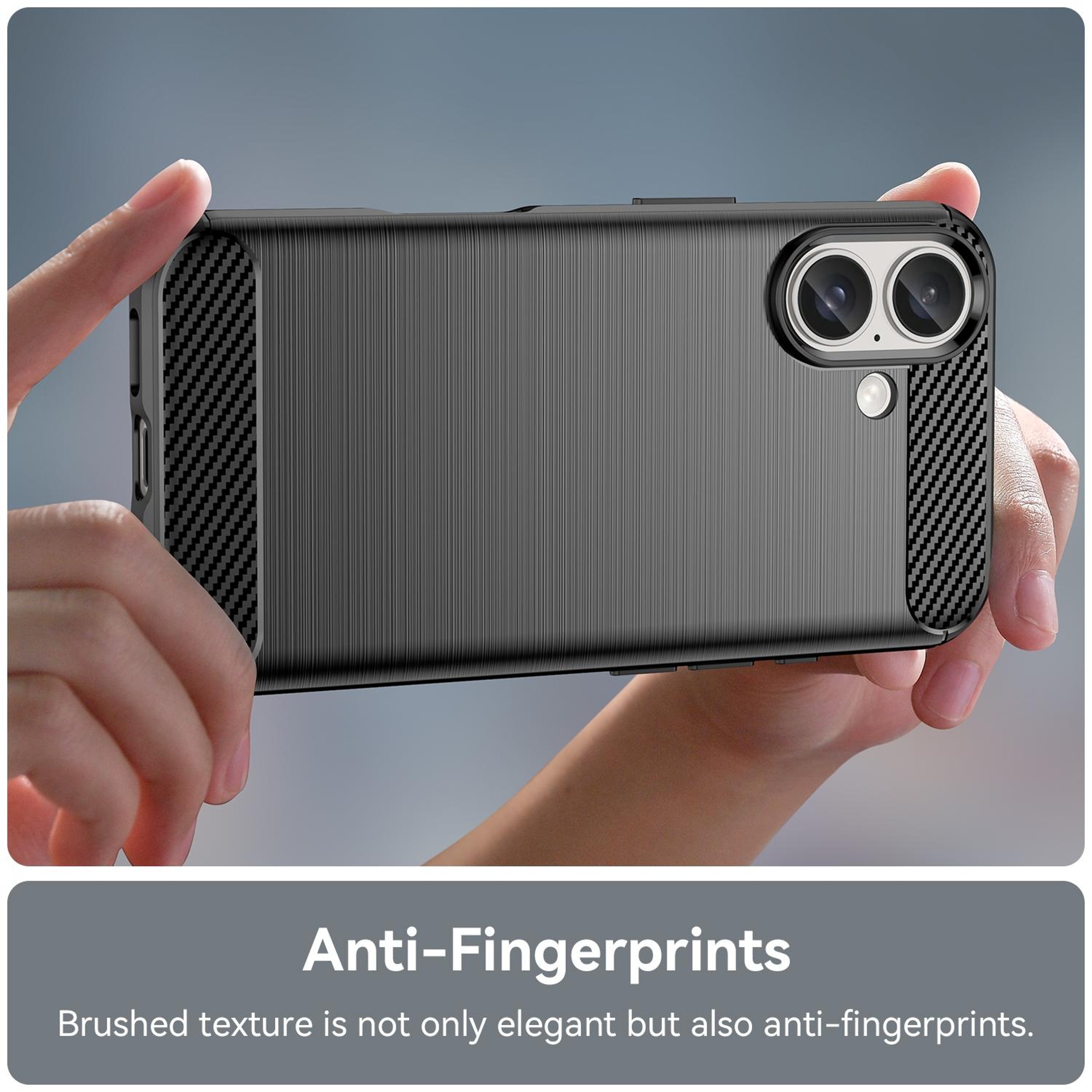 IPhone 16 Plus Carbon Fiber Case Slim Brushed Texture Protective TPU Cover 4