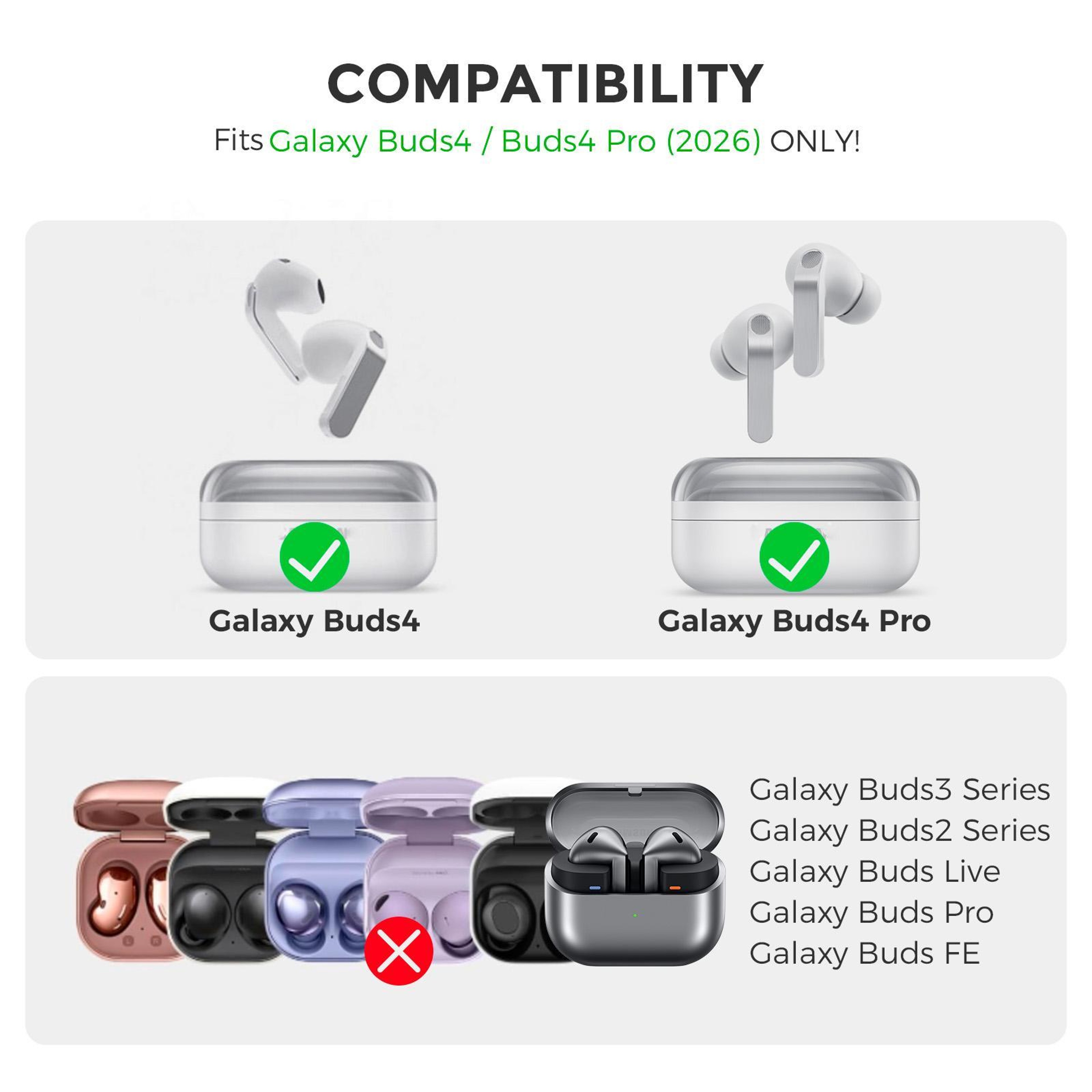 AhaStyle Silicone Split Protective Case For Samsung Galaxy Buds 4  Buds 4 Pro 2