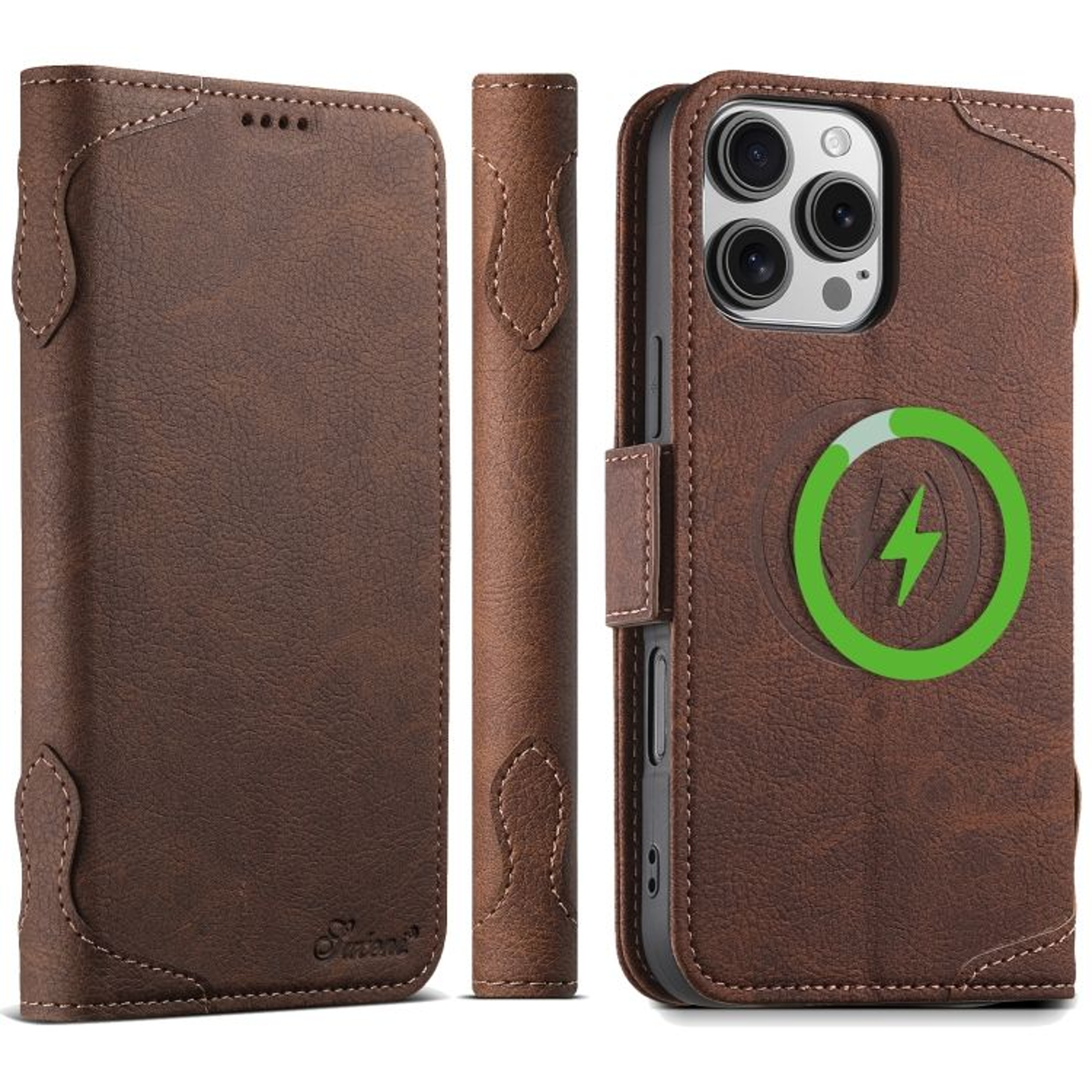 SUTENI J07 MagSafe Leather Case Wallet Flip Cover For IPhone 16 Pro  Pro Max 6