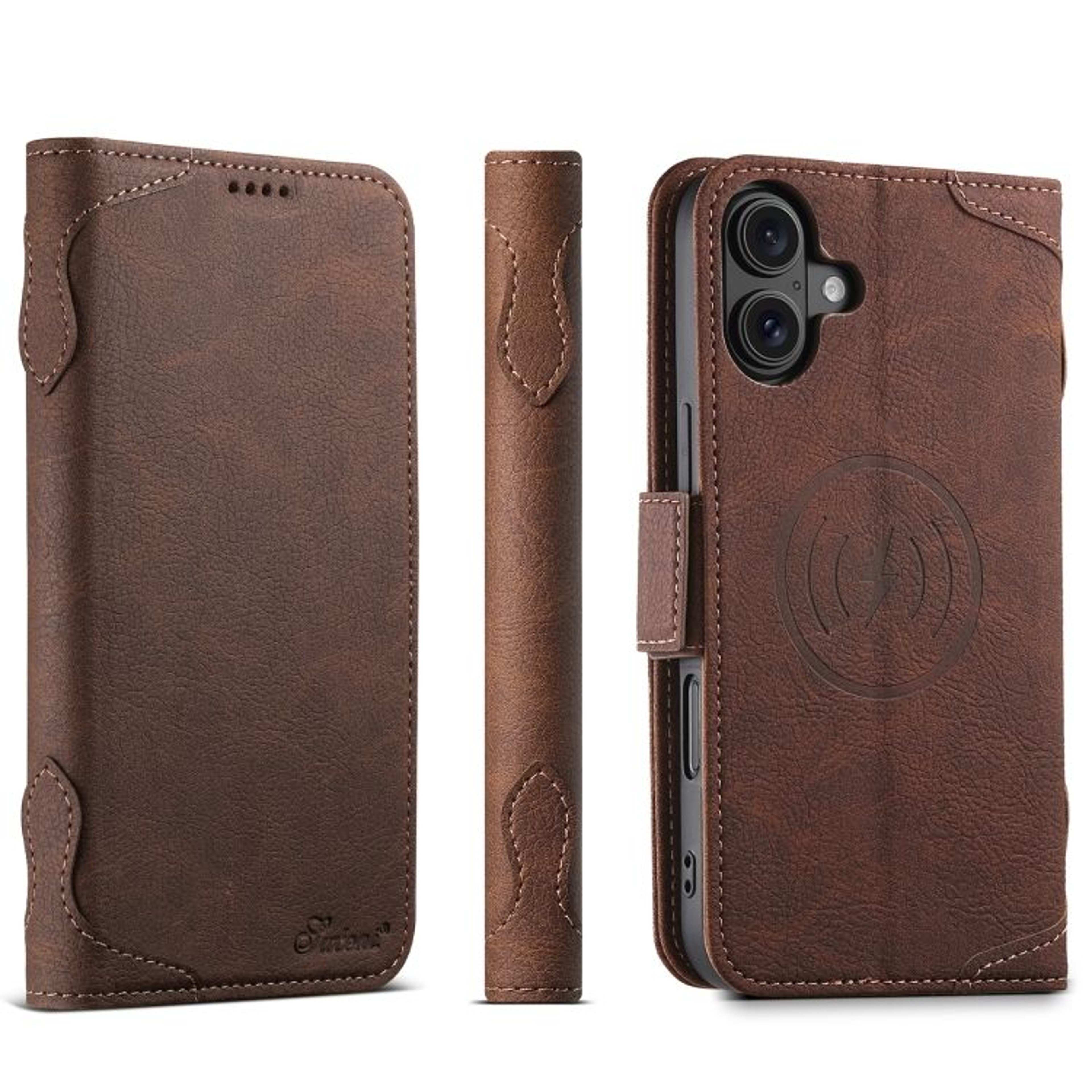 SUTENI J07 MagSafe Leather Phone Case For IPhone 16 Wallet Flip Cover With Card Slots 6