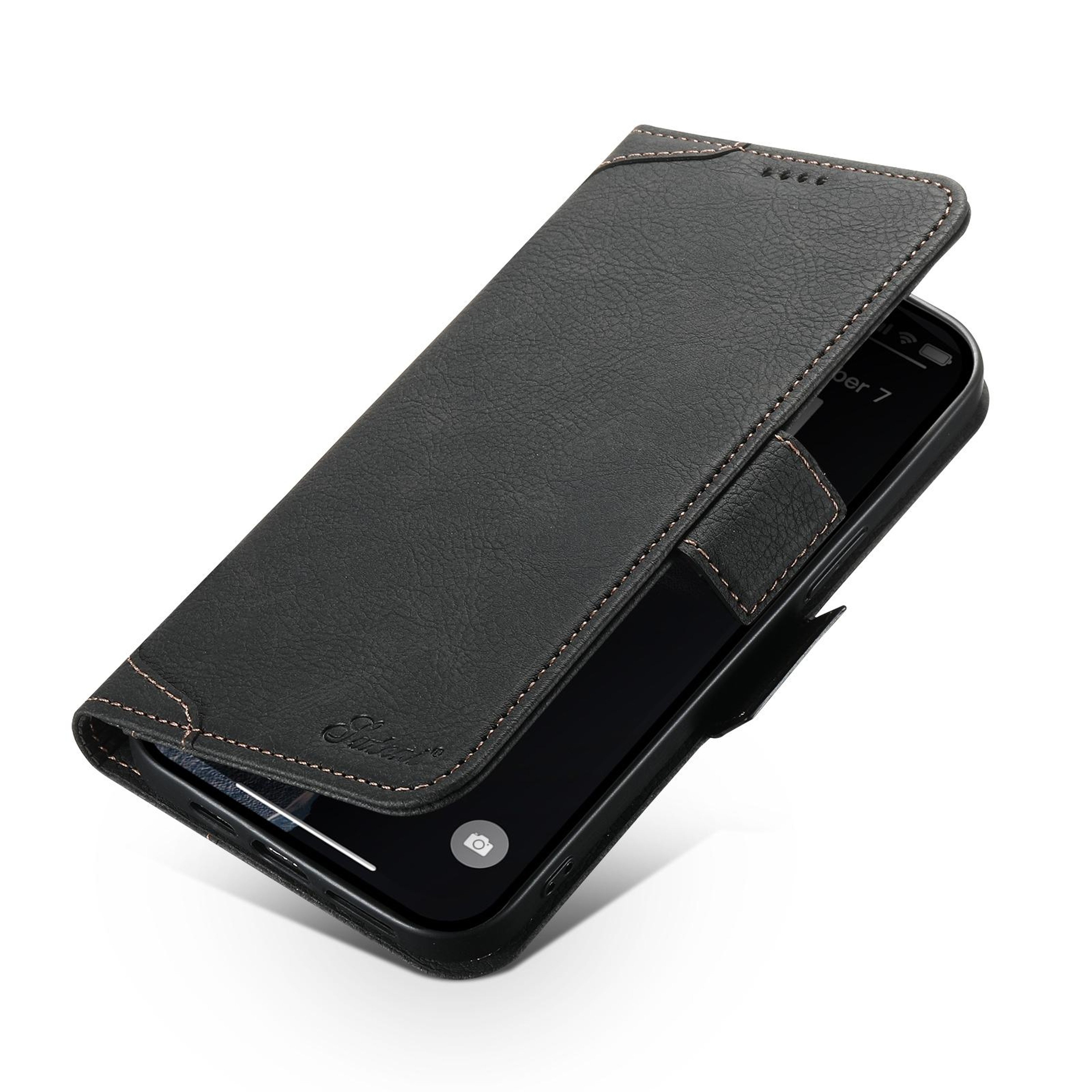 SUTENI J07 IPhone 15 Plus MagSafe Case Leather Wallet Flip Cover With Stand 4