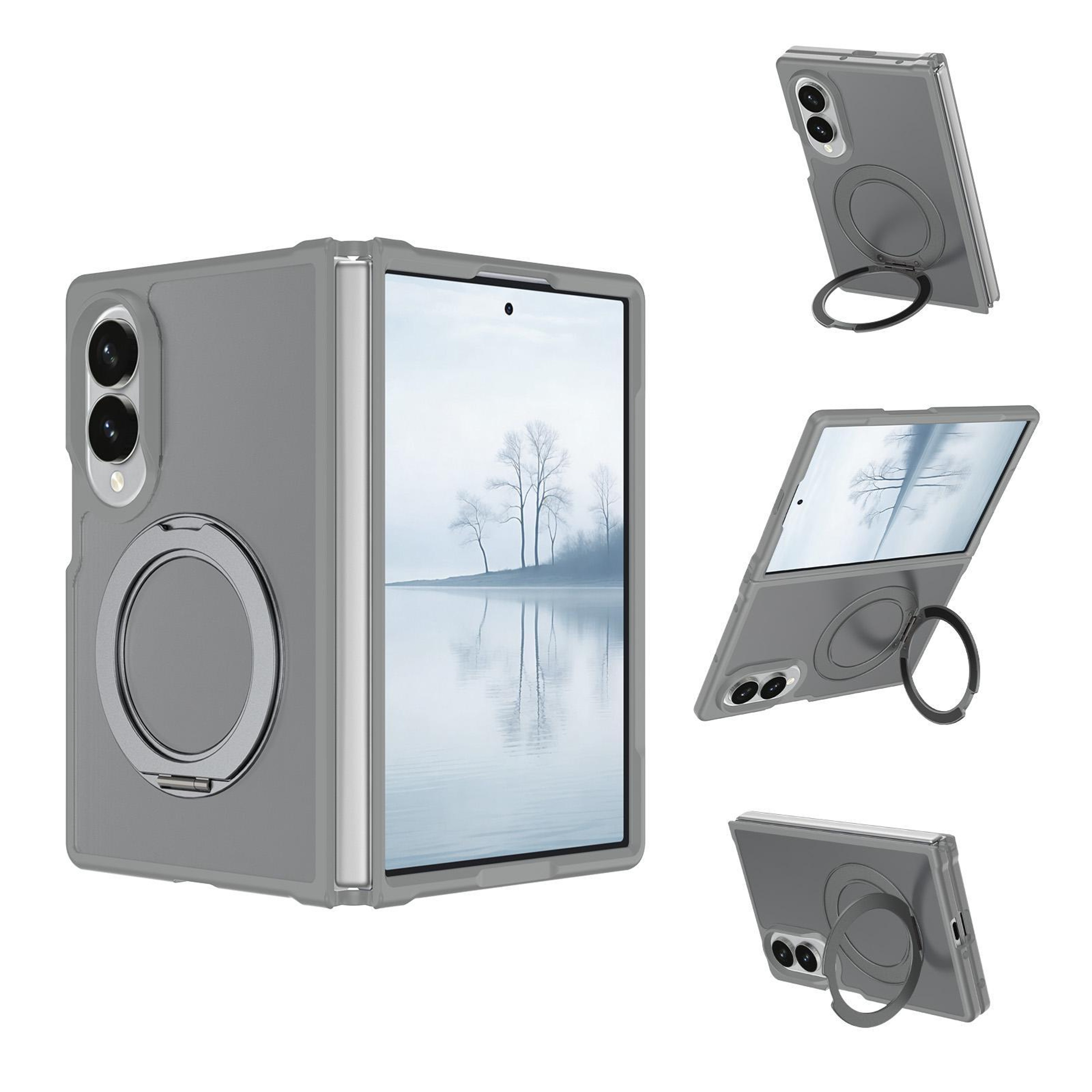 Galaxy Z Fold8 Ultra Magnetic Phone Case With 360 Rotating Ring Holder Skin Feel Protective Cover 9