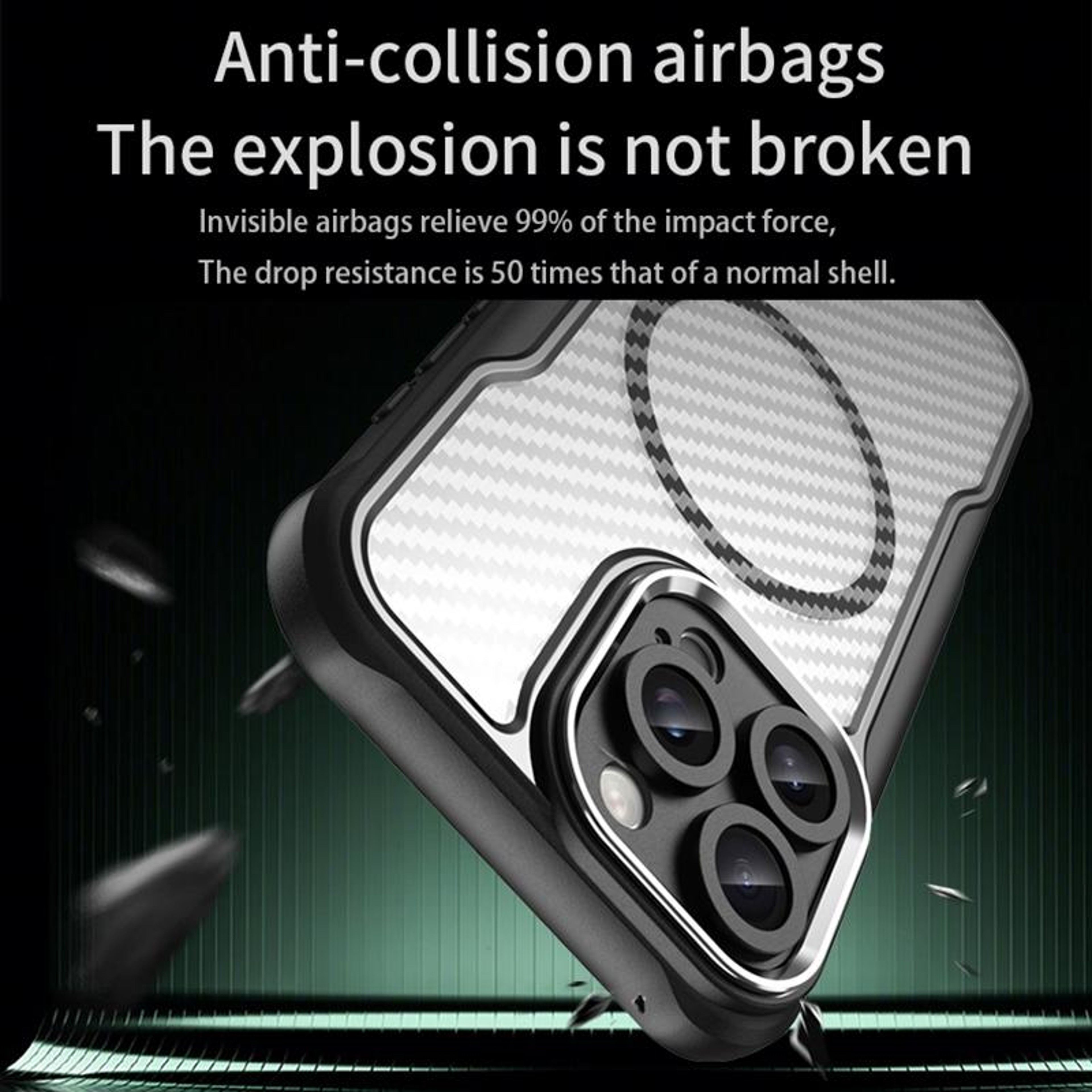 IPhone 16 Pro MagSafe Case With Carbon Fiber Texture Translucent Shockproof Protective Cover 2