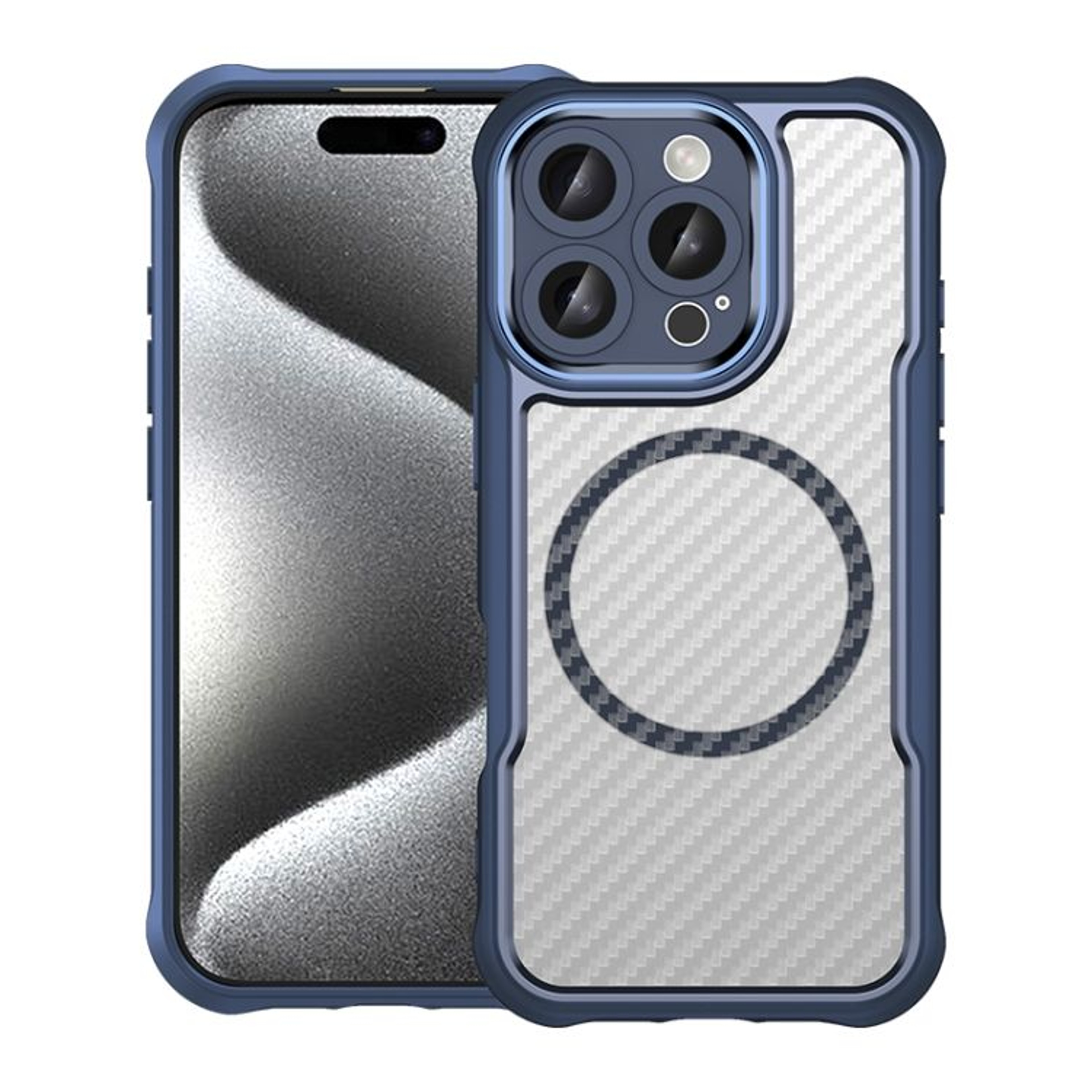 IPhone 16 Pro MagSafe Case With Carbon Fiber Texture Translucent Shockproof Protective Cover 7