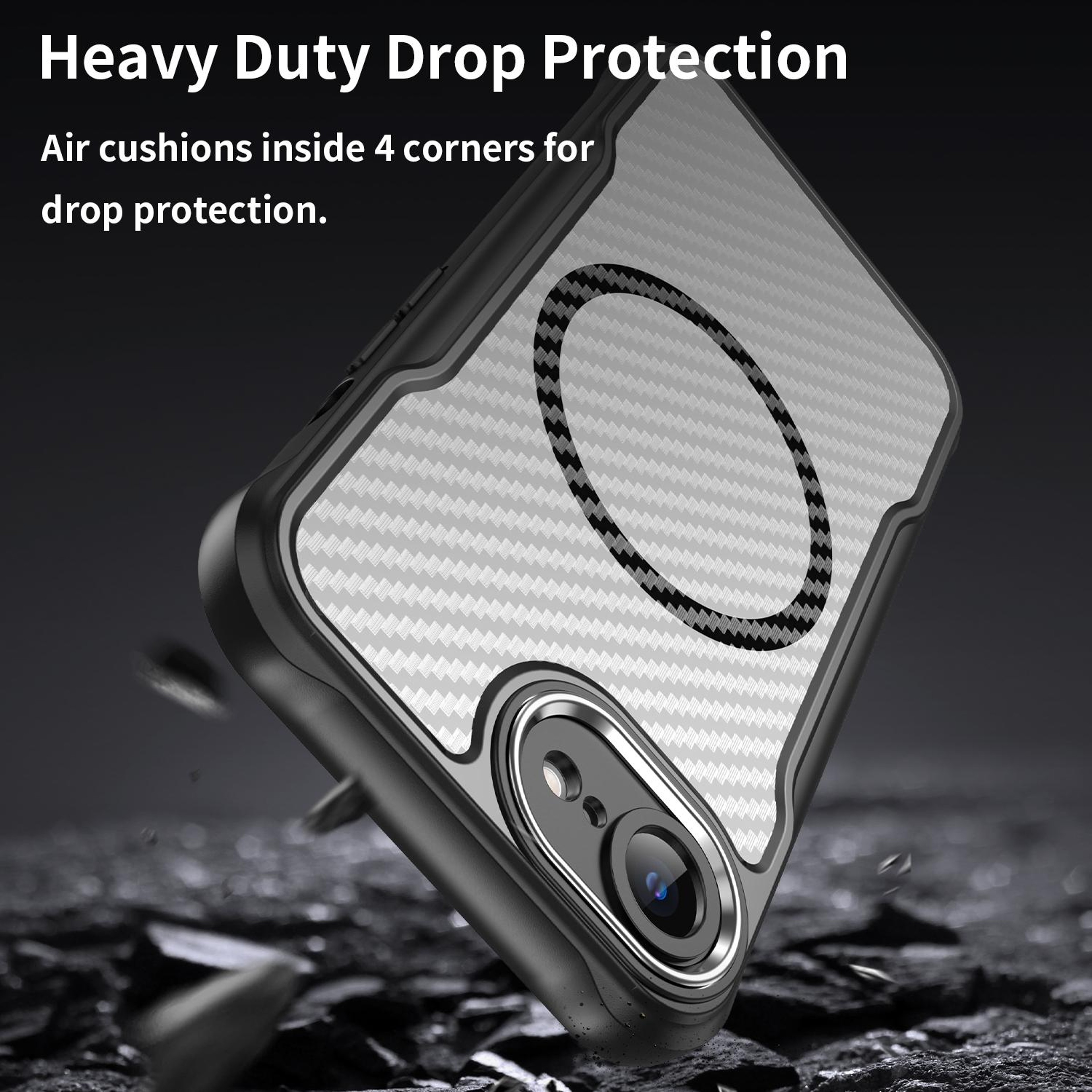 Carbon Fiber MagSafe IPhone 17e 16e Translucent Shockproof Phone Case 7