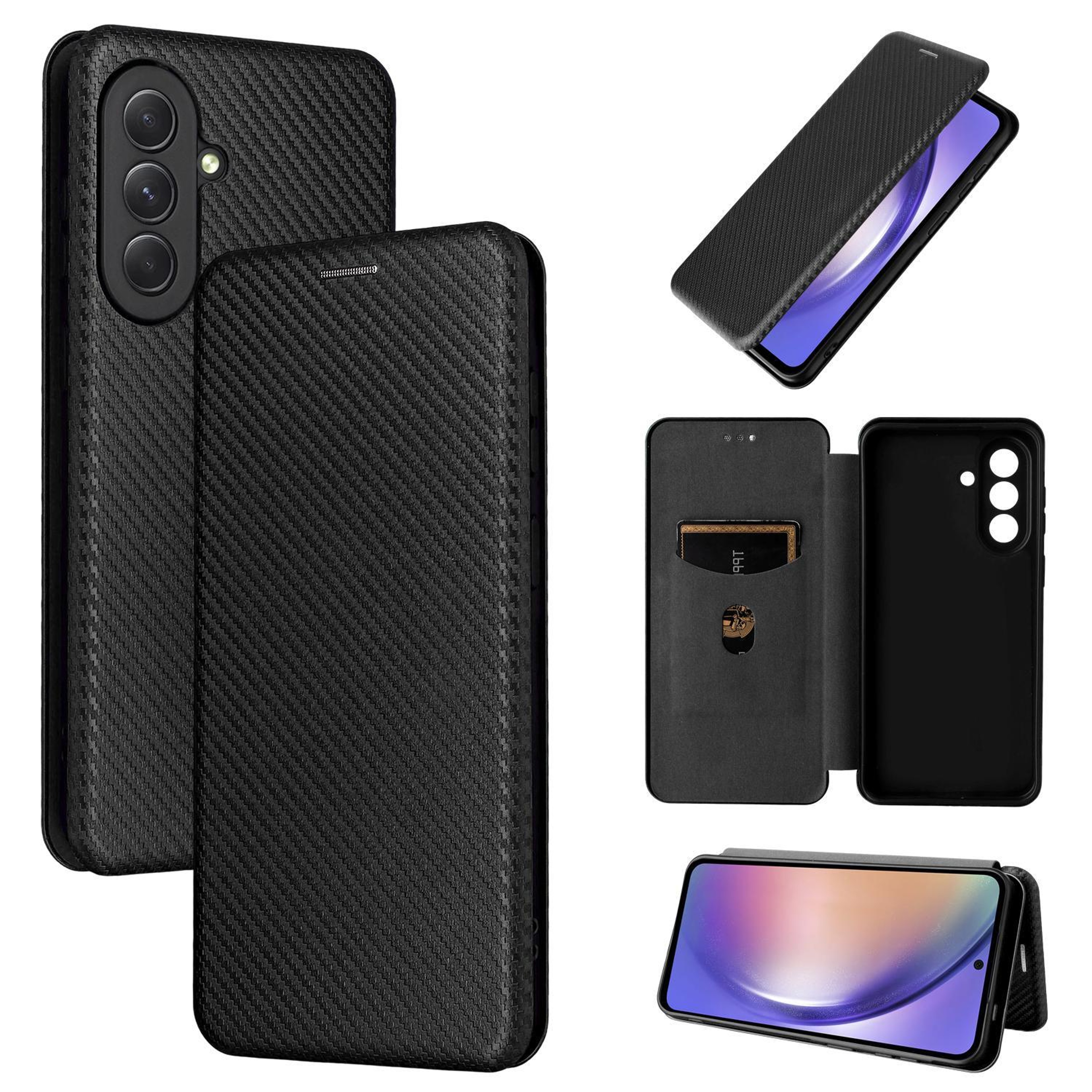 Samsung Galaxy A57 5G Wallet Flip Case Carbon Fiber Leather Protective Cover 0