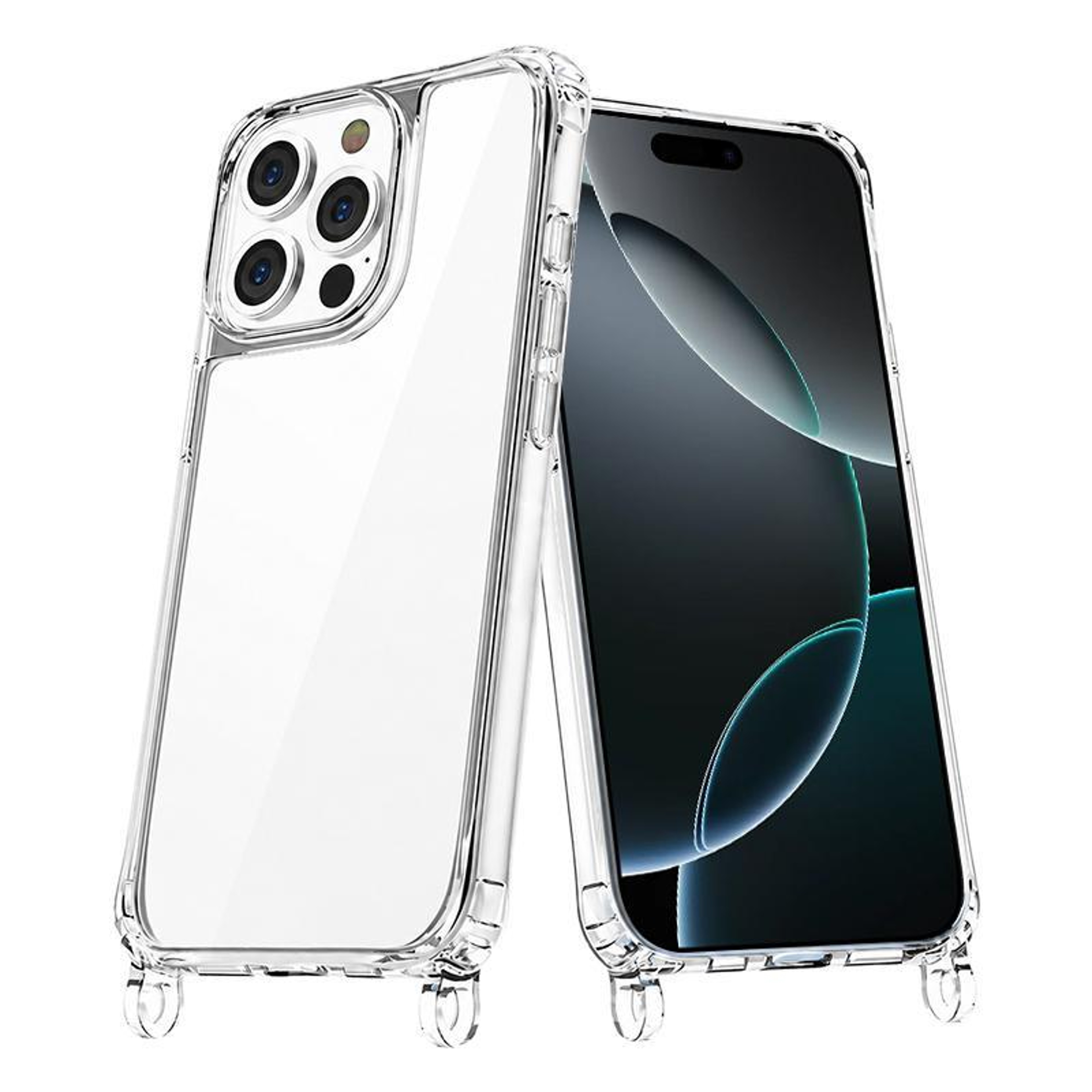 iPhone 16 Pro Max Clear Acrylic Phone Case with Airbag Corners and Lanyard Holes – view 1