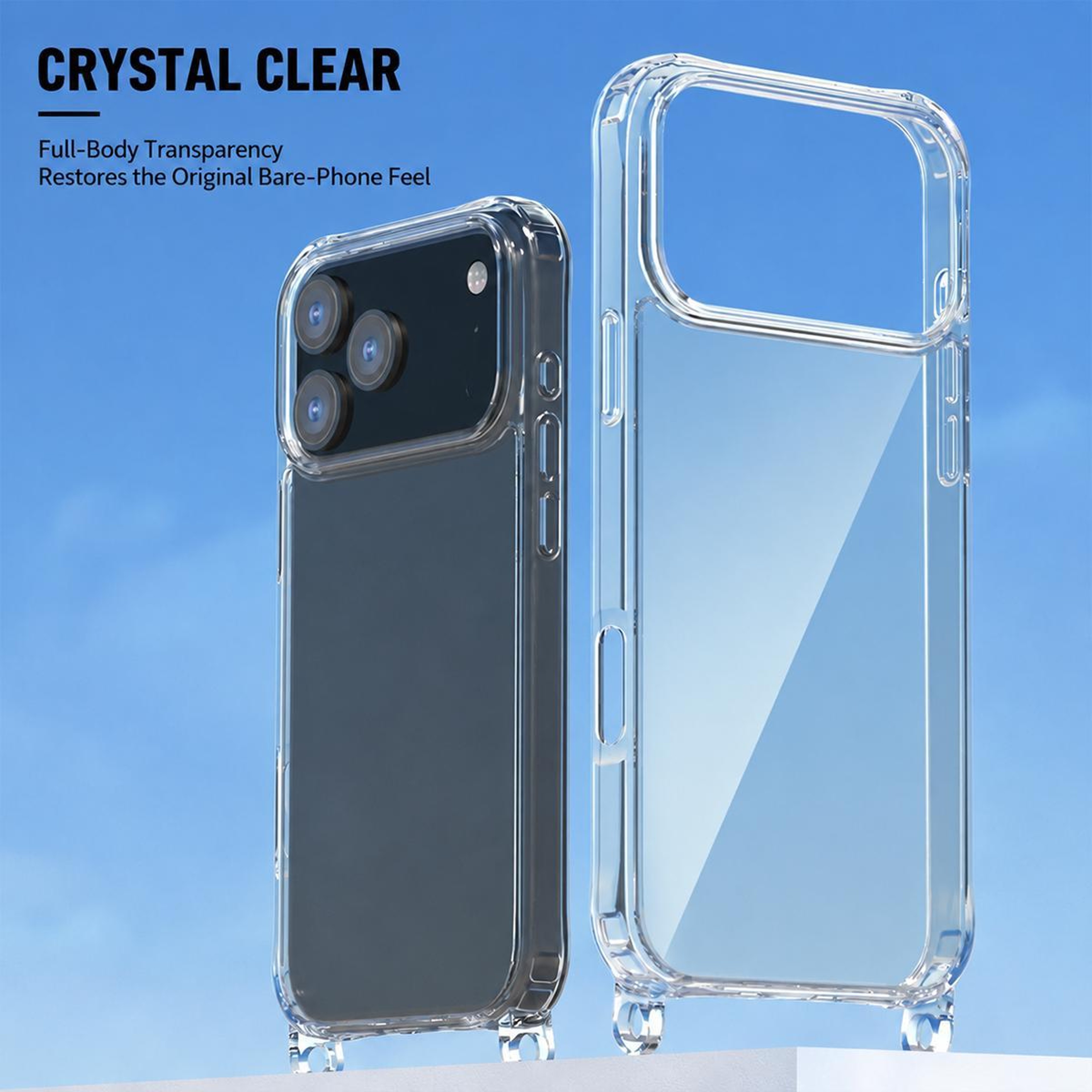 iPhone 16 Pro Max Clear Acrylic Phone Case with Airbag Corners and Lanyard Holes – view 3