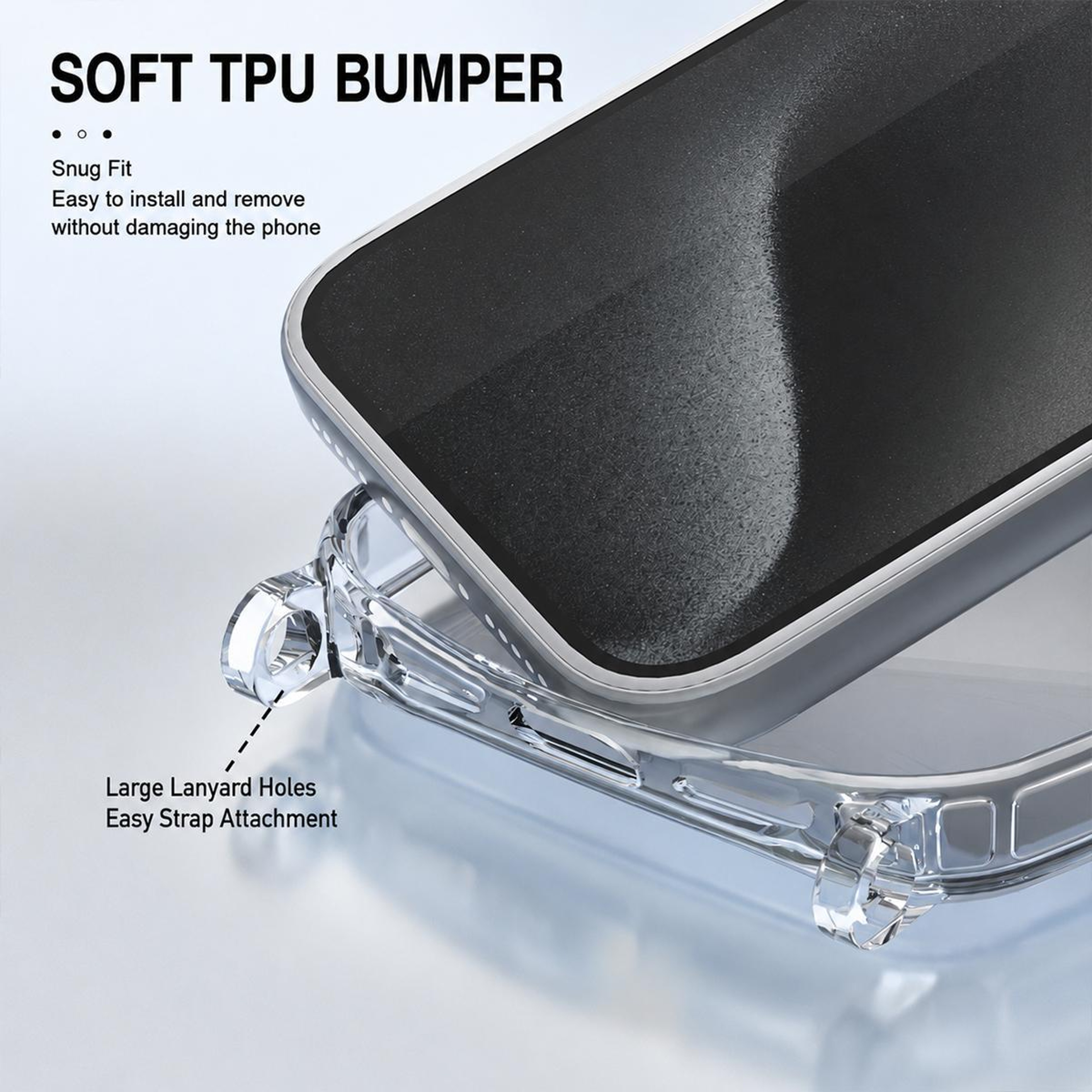 iPhone 15 Clear Phone Case with Airbag Shockproof Case and Lanyard Holes – view 4