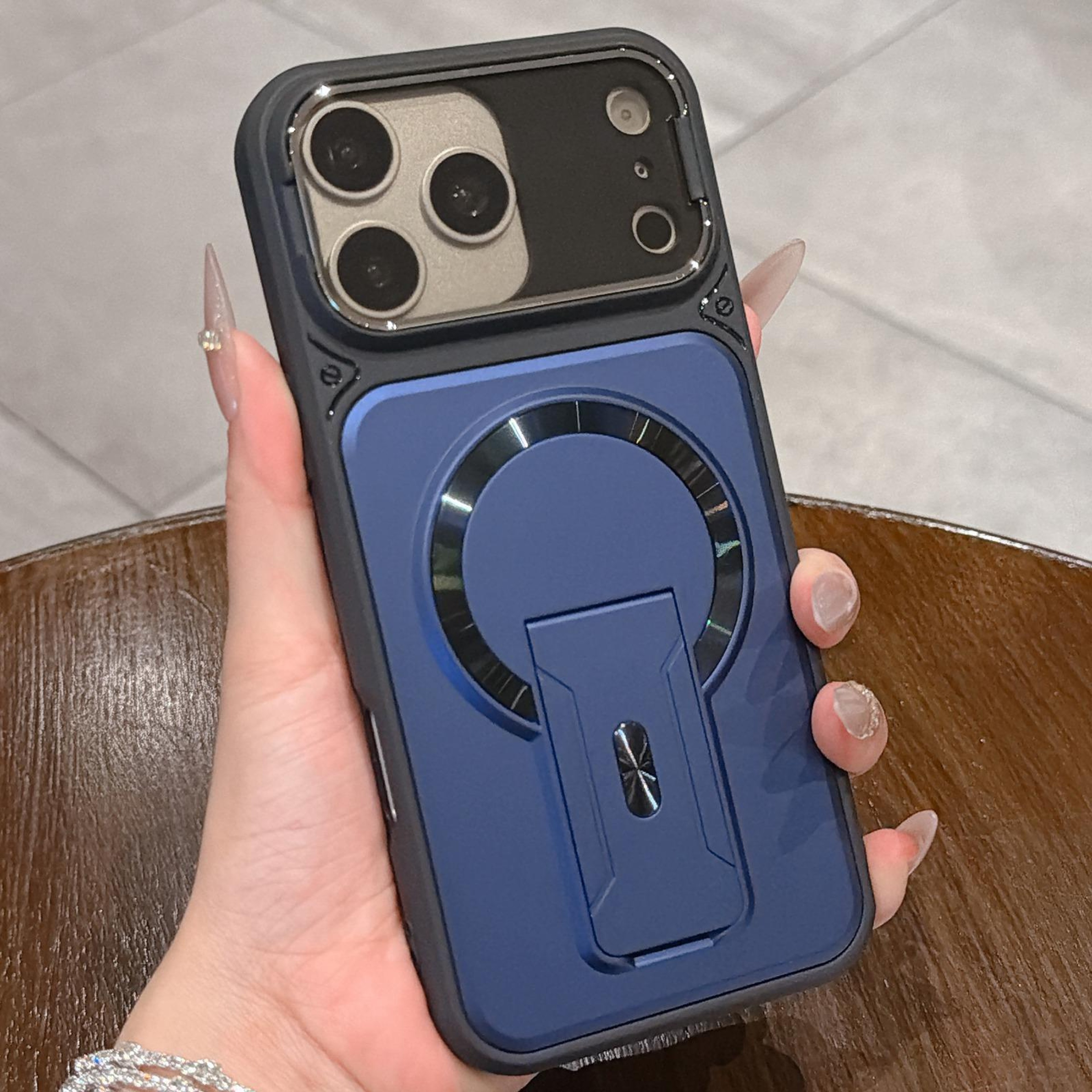 MagSafe Magnetic Shockproof IPhone 17 Pro Case With Lens Cover And Hidden Kickstand 0