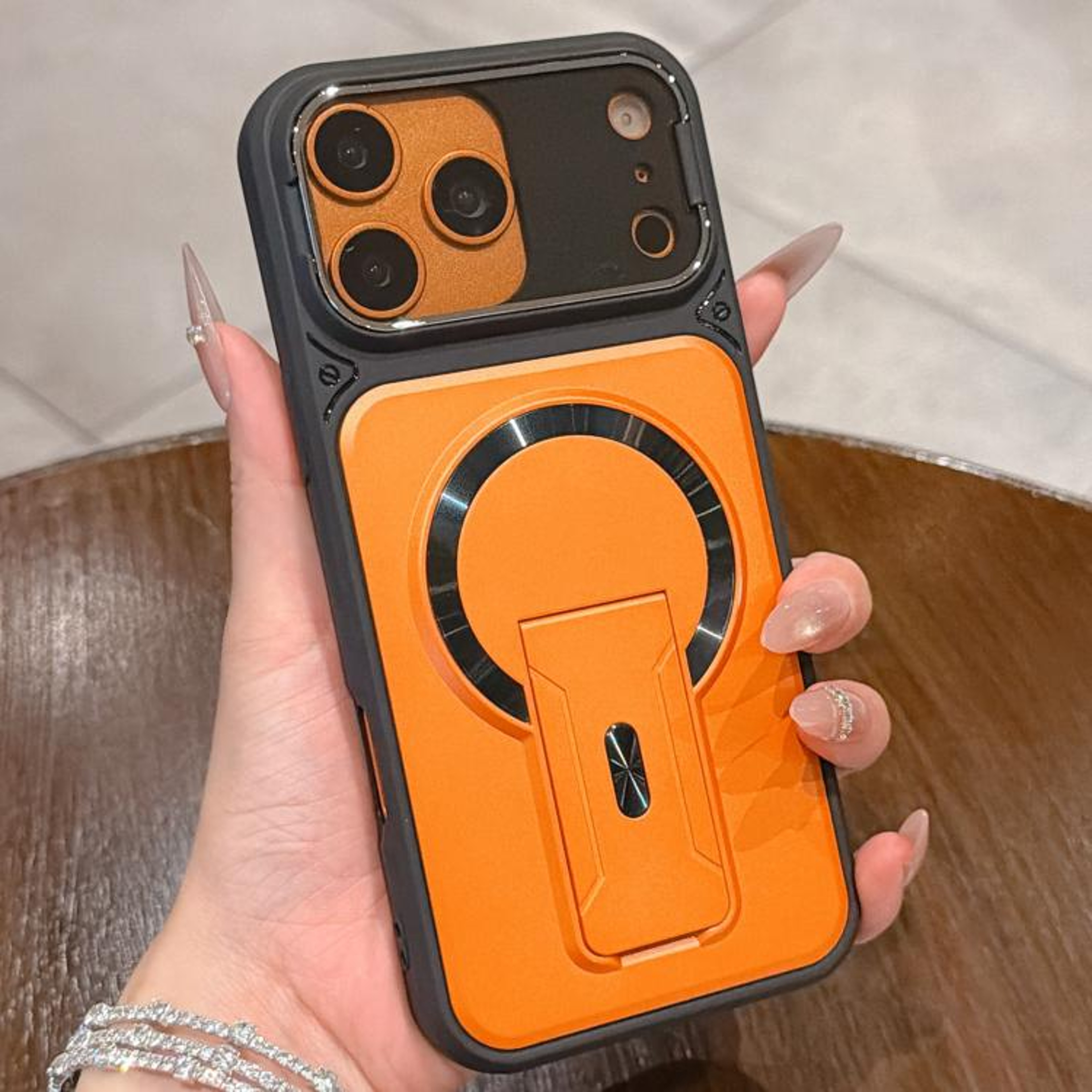 MagSafe Magnetic Shockproof IPhone 17 Pro Case With Lens Cover And Hidden Kickstand 8
