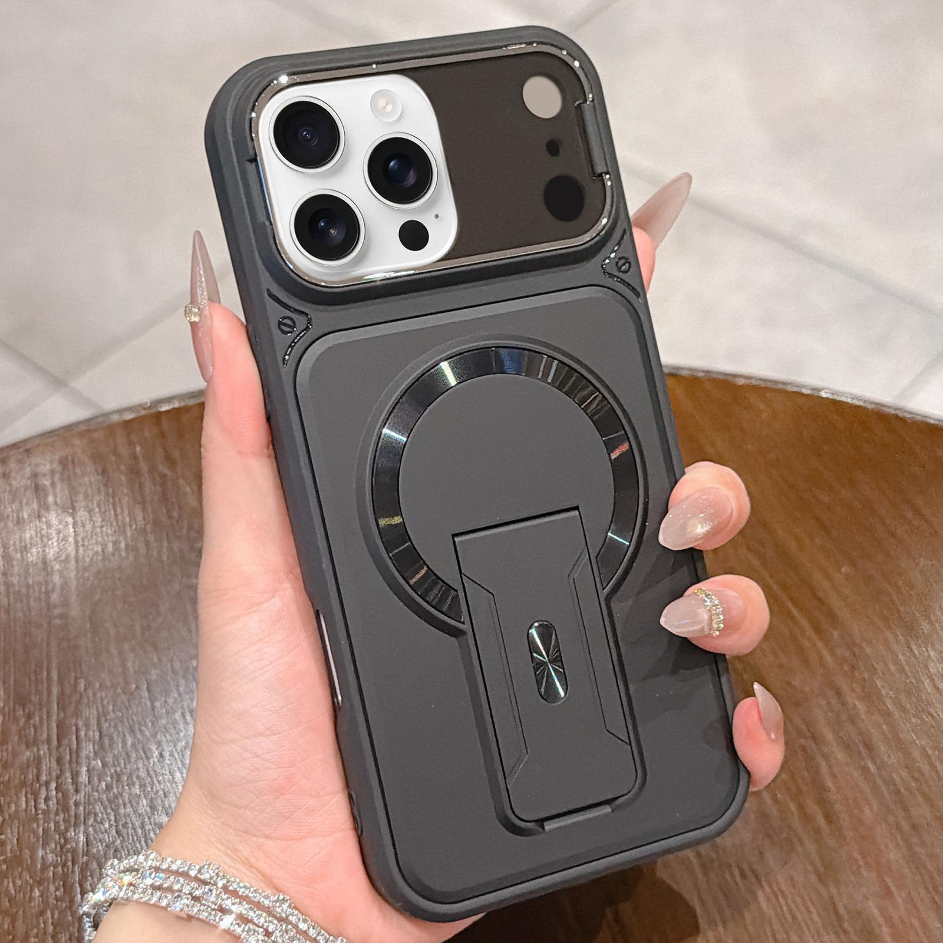 MagSafe Shockproof IPhone 16 Pro Max Case With Camera Lens Cover And Hidden Kickstand 0