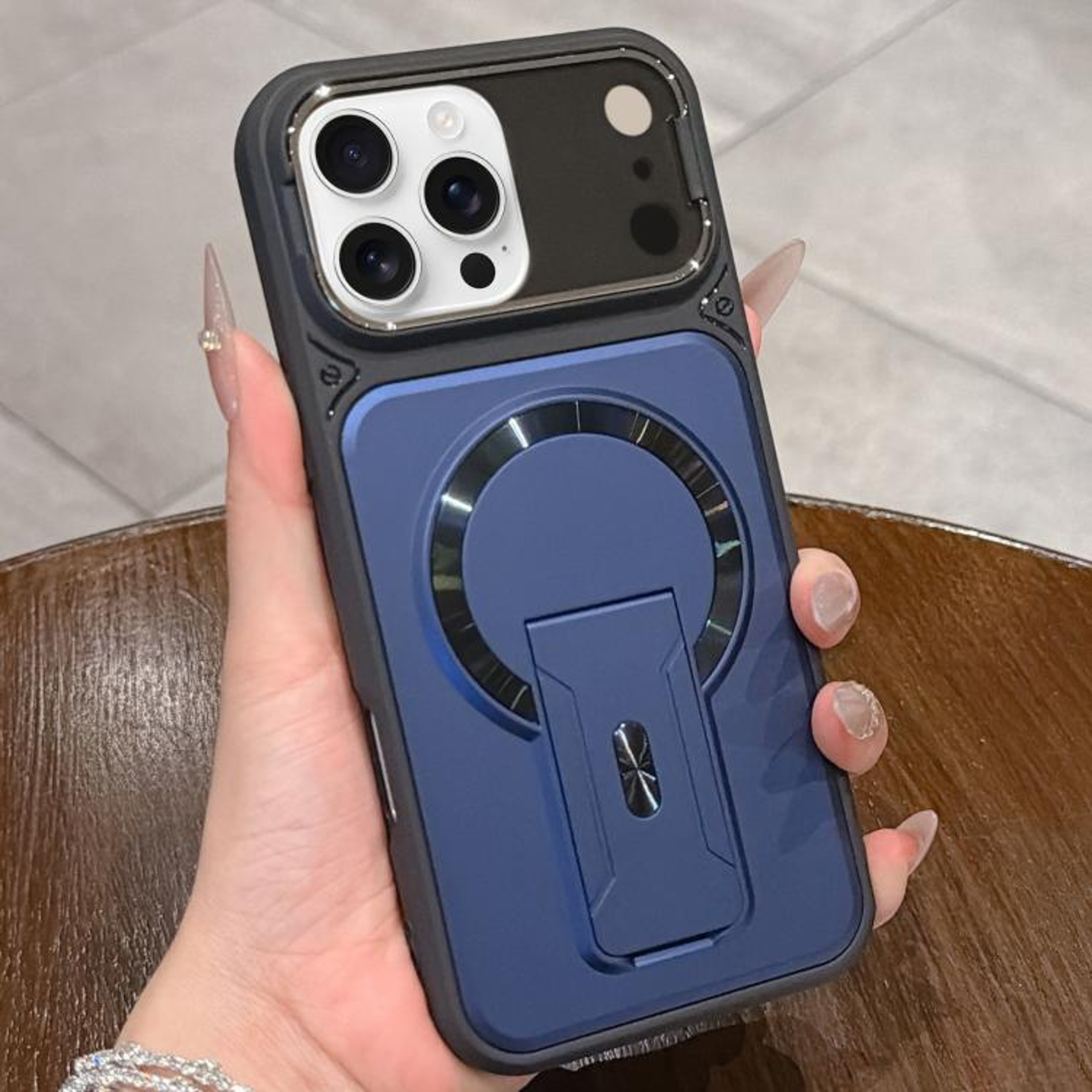 Magnetic IPhone 16 Pro Case With Hidden Kickstand And Lens Cover 7