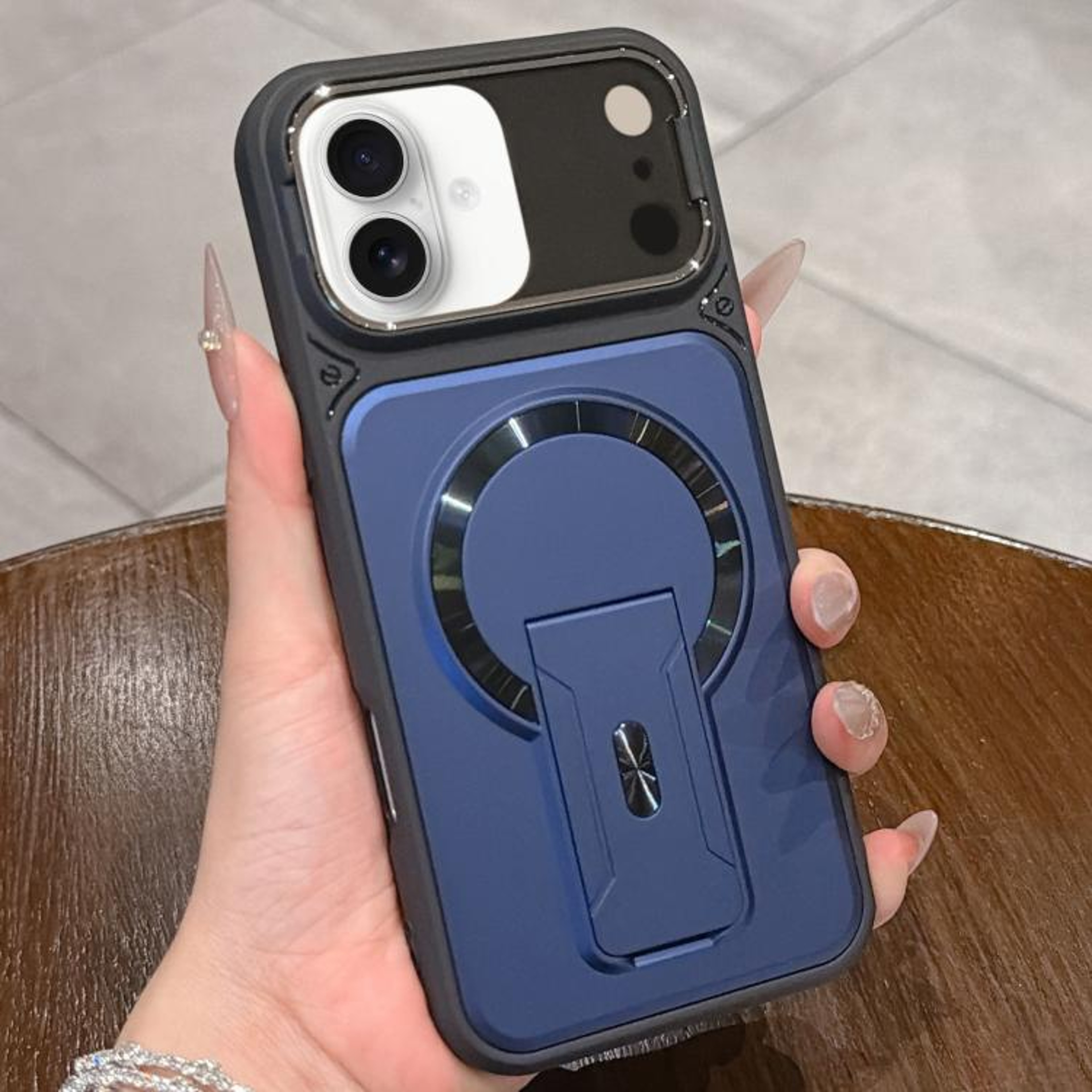 Magnetic IPhone 16 Shockproof Case With Lens Cover Hidden Kickstand And MagSafe Compatibility 7