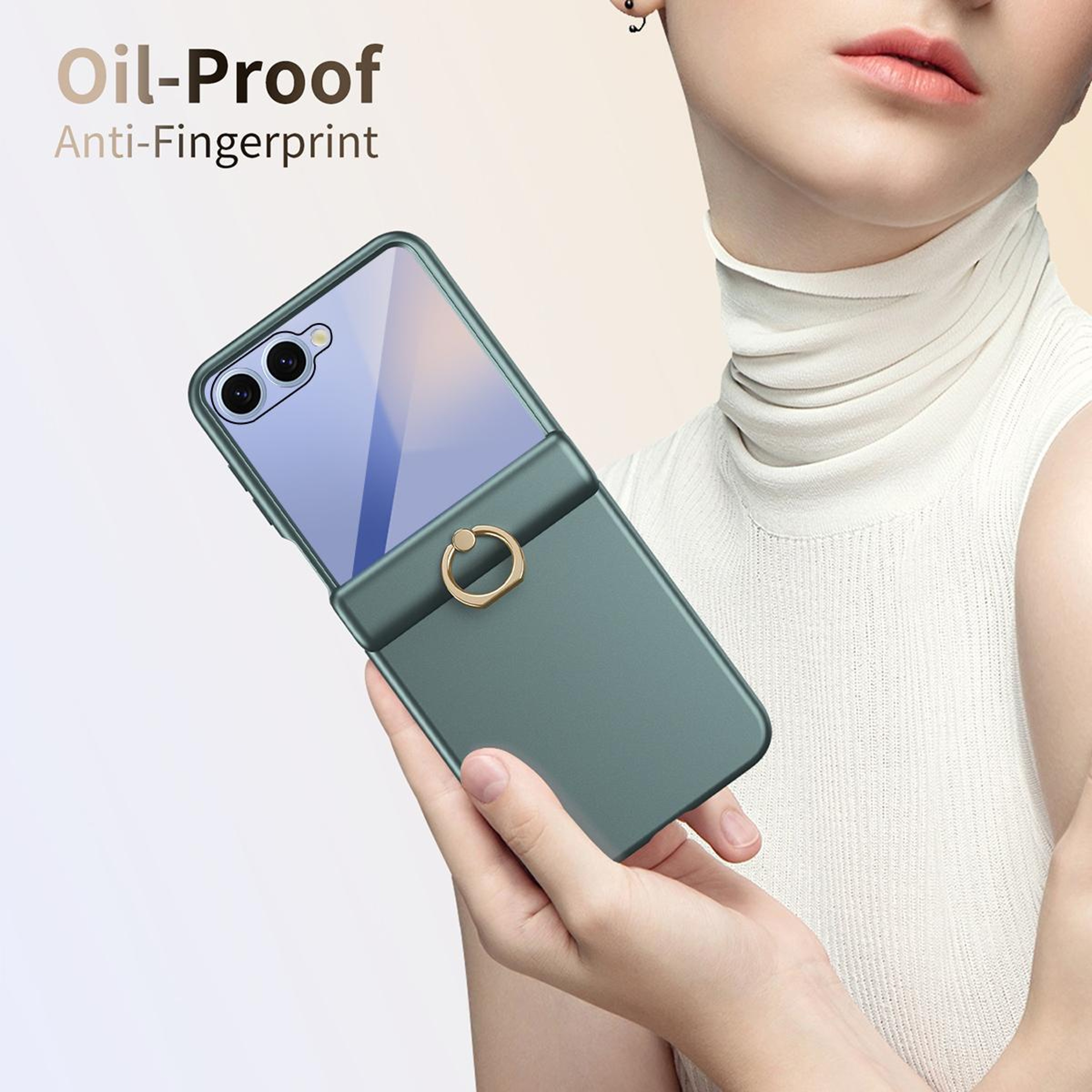 Galaxy Z Flip8 5G Shockproof Case With Tempered Glass Magnetic Hinge Protection  Ring Kickstand 3