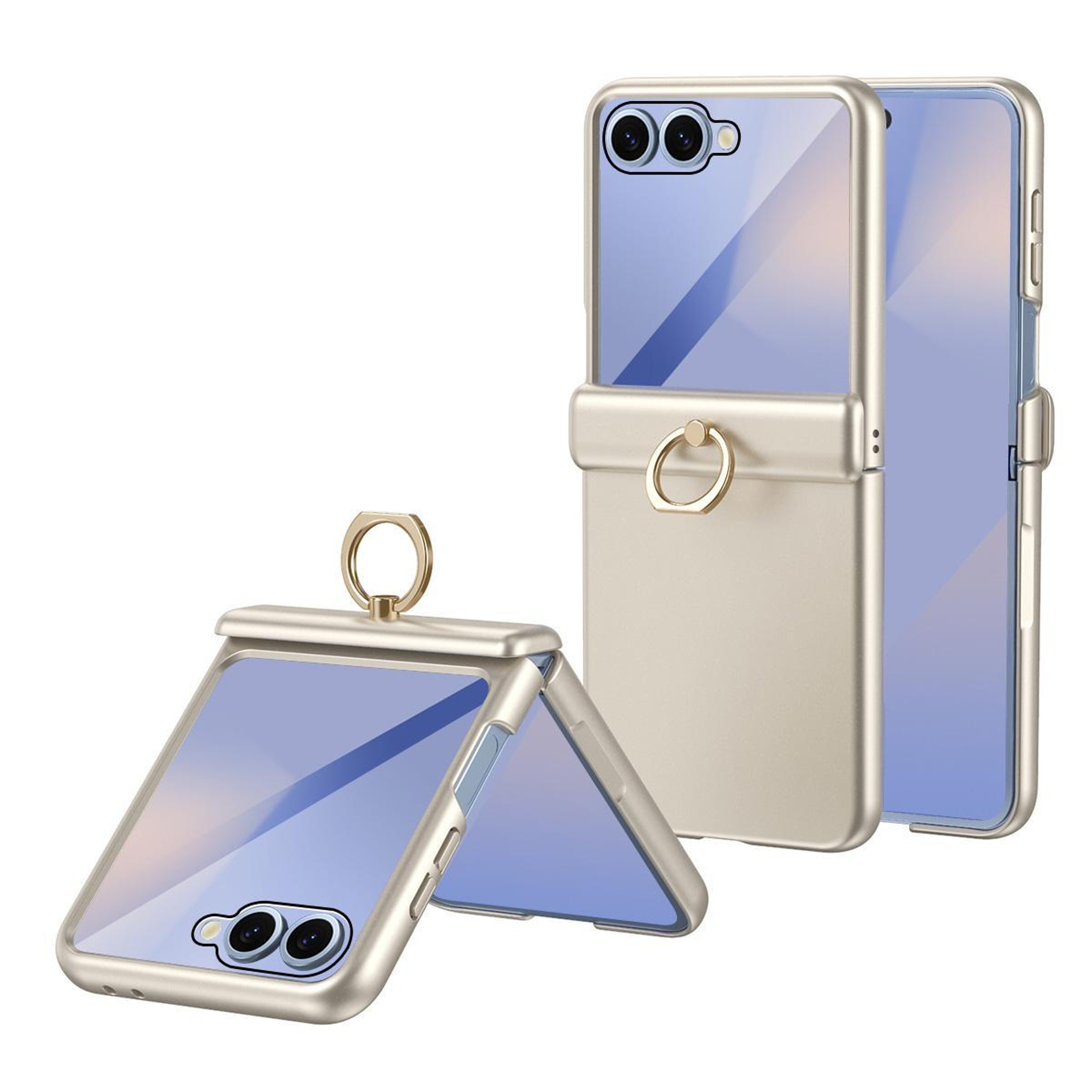 Galaxy Z Flip8 5G Shockproof Case With Tempered Glass Magnetic Hinge Protection  Ring Kickstand 10