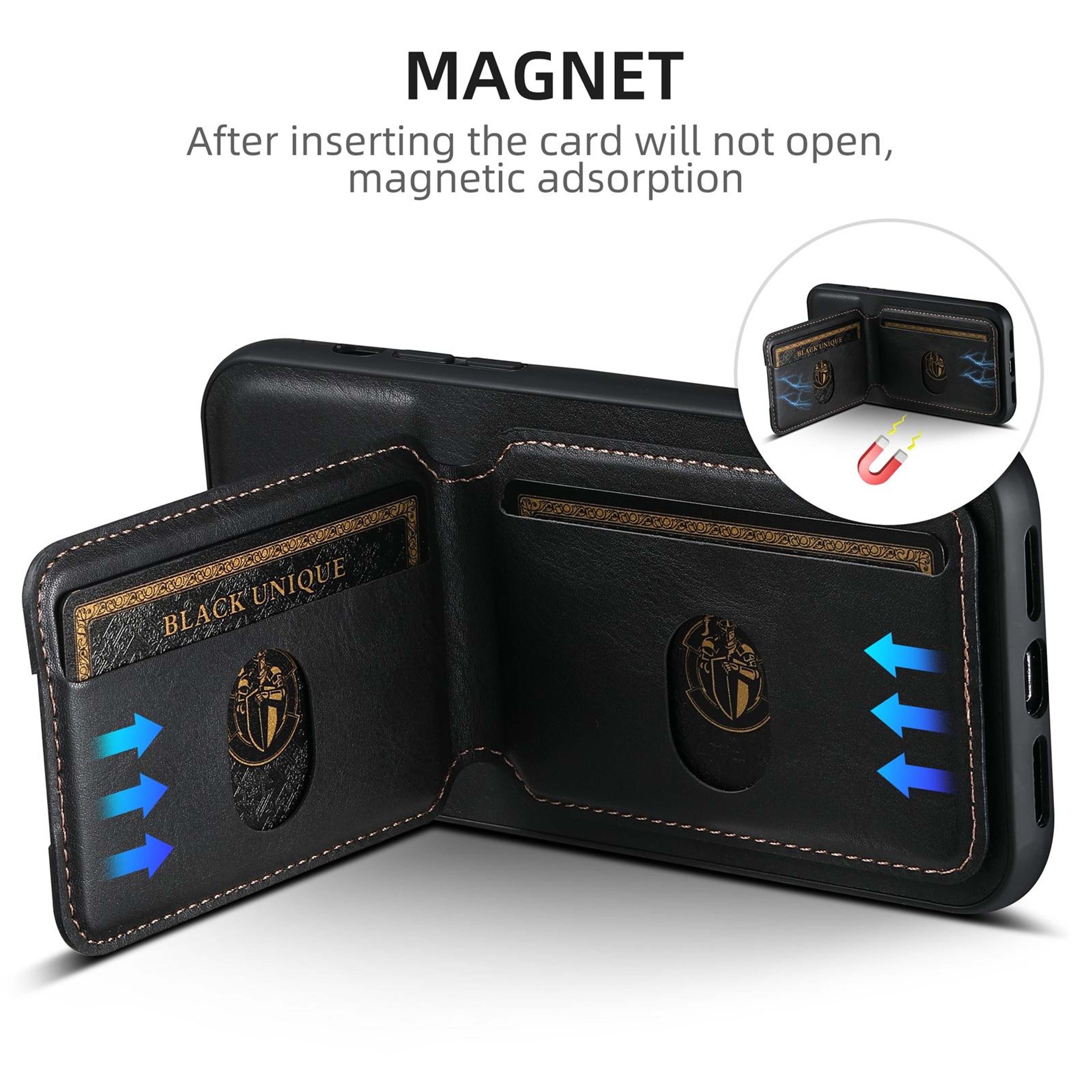 Suteni H02 IPhone 16 Pro Max Wallet Case With Leather Stand  Card Holder 3