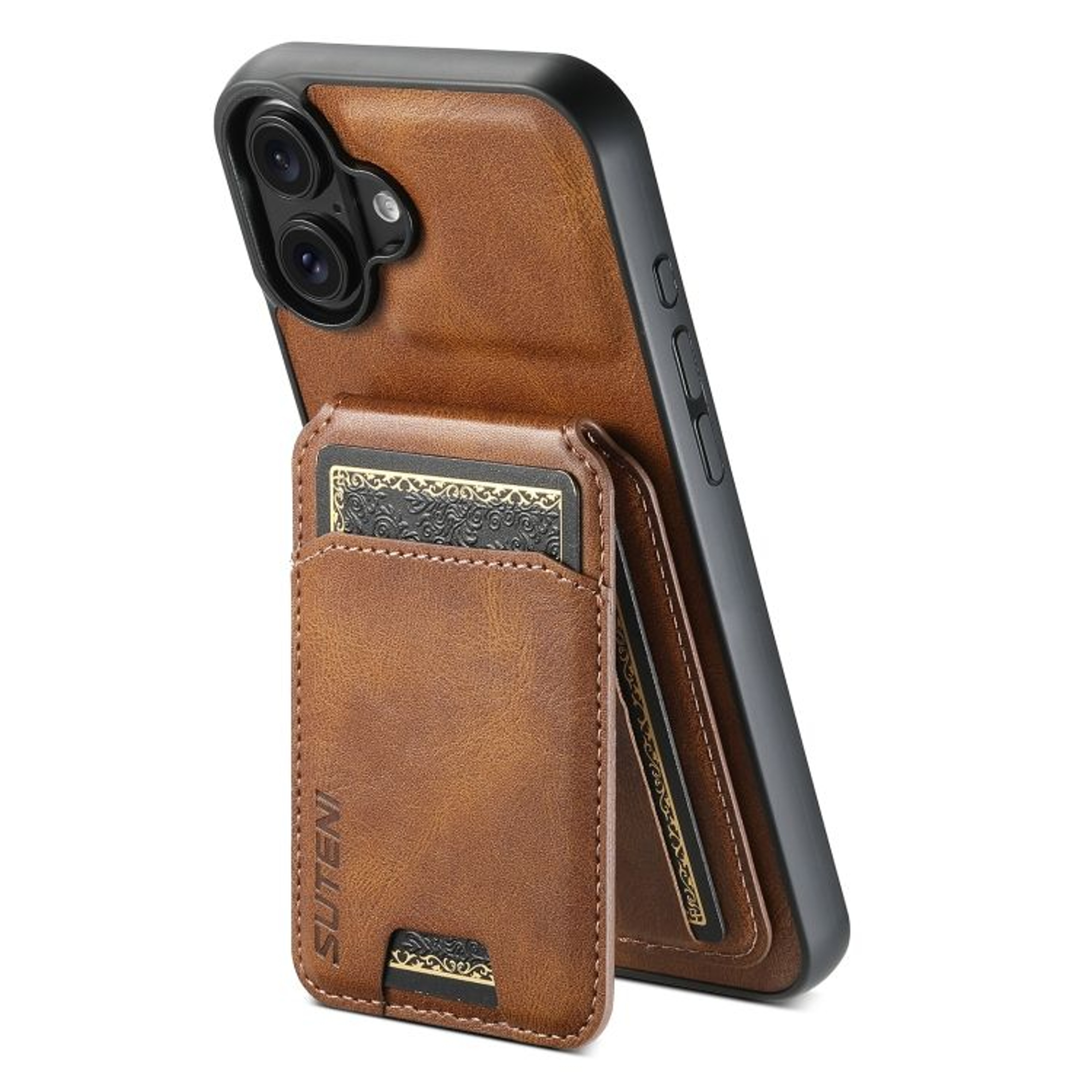 Suteni H02 IPhone 16 Plus Wallet Case With Leather Stand  Card Holder 6