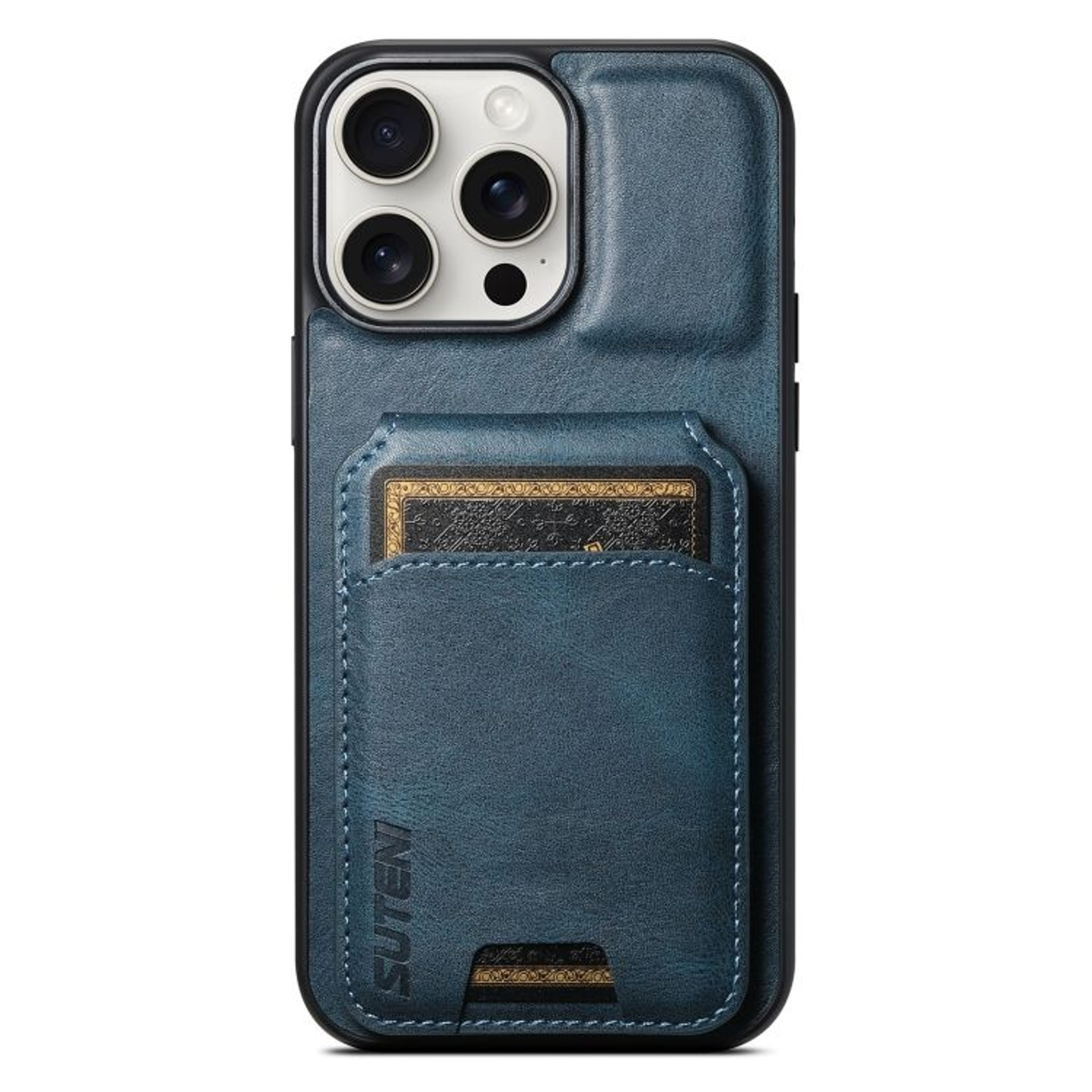 Suteni H02 IPhone 15 Pro Leather Wallet Case With Card Holder  Kickstand 8