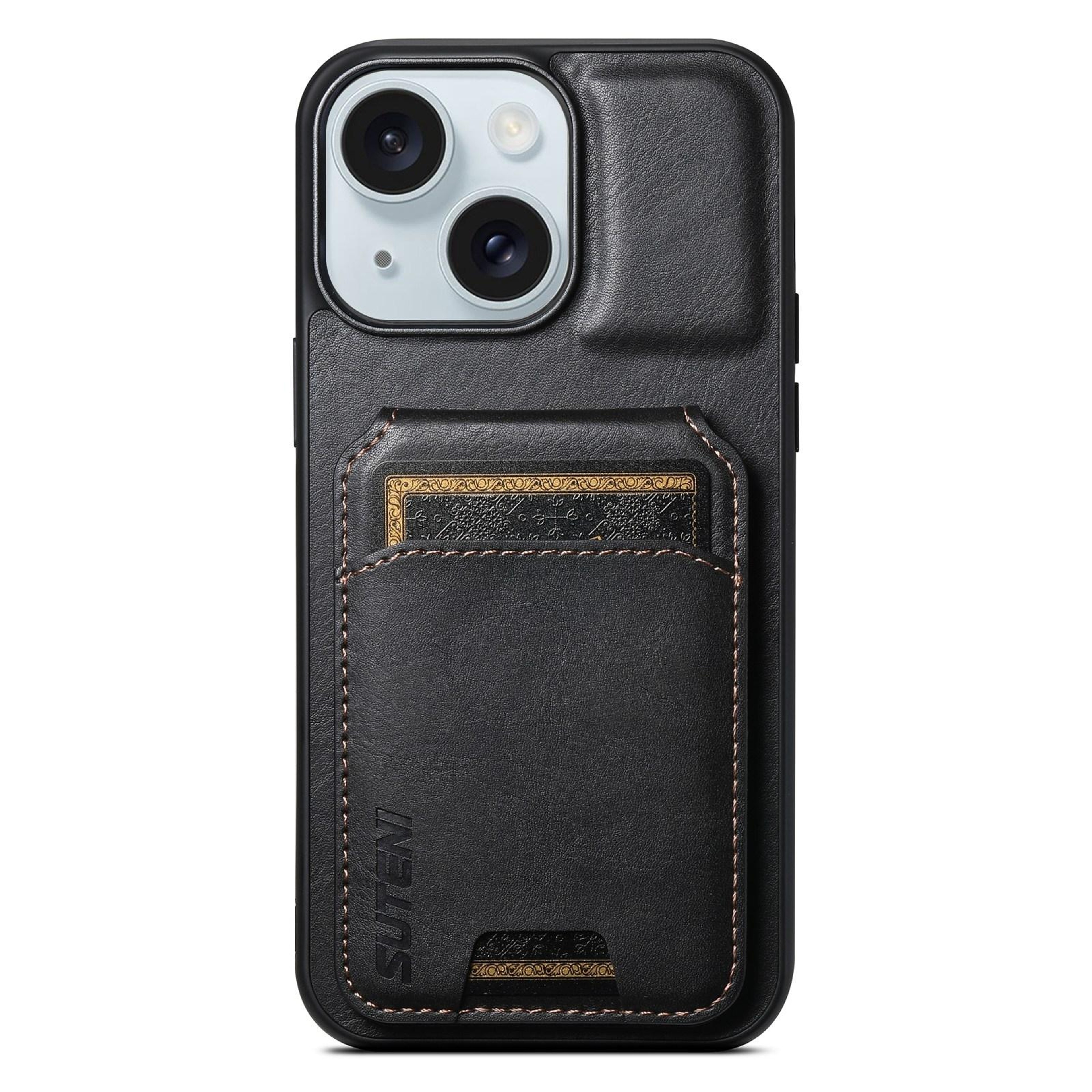 Suteni H02 IPhone 15 Plus Leather Wallet Case With Stand And Card Holder 0
