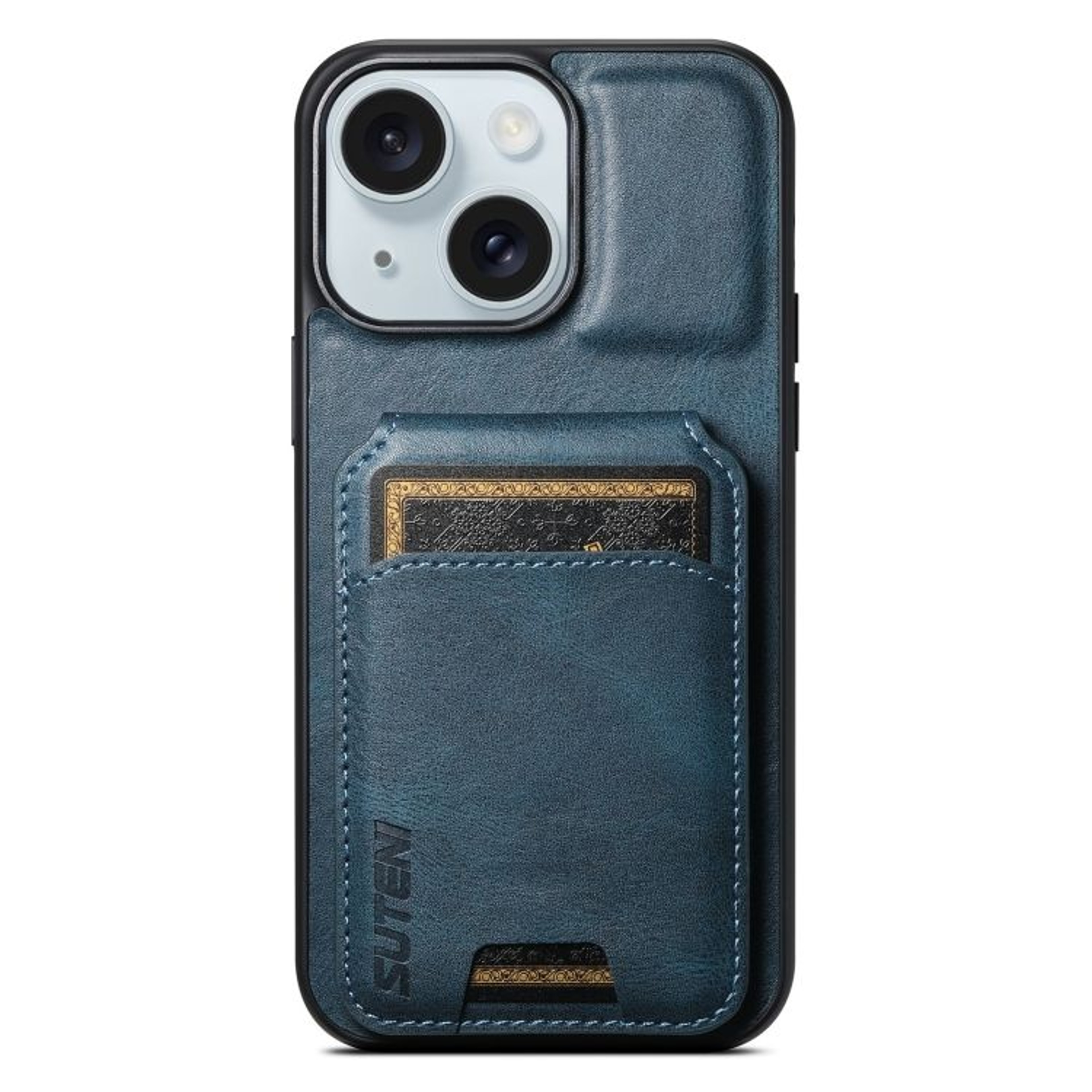 Suteni H02 IPhone 15 Plus Leather Wallet Case With Stand And Card Holder 8