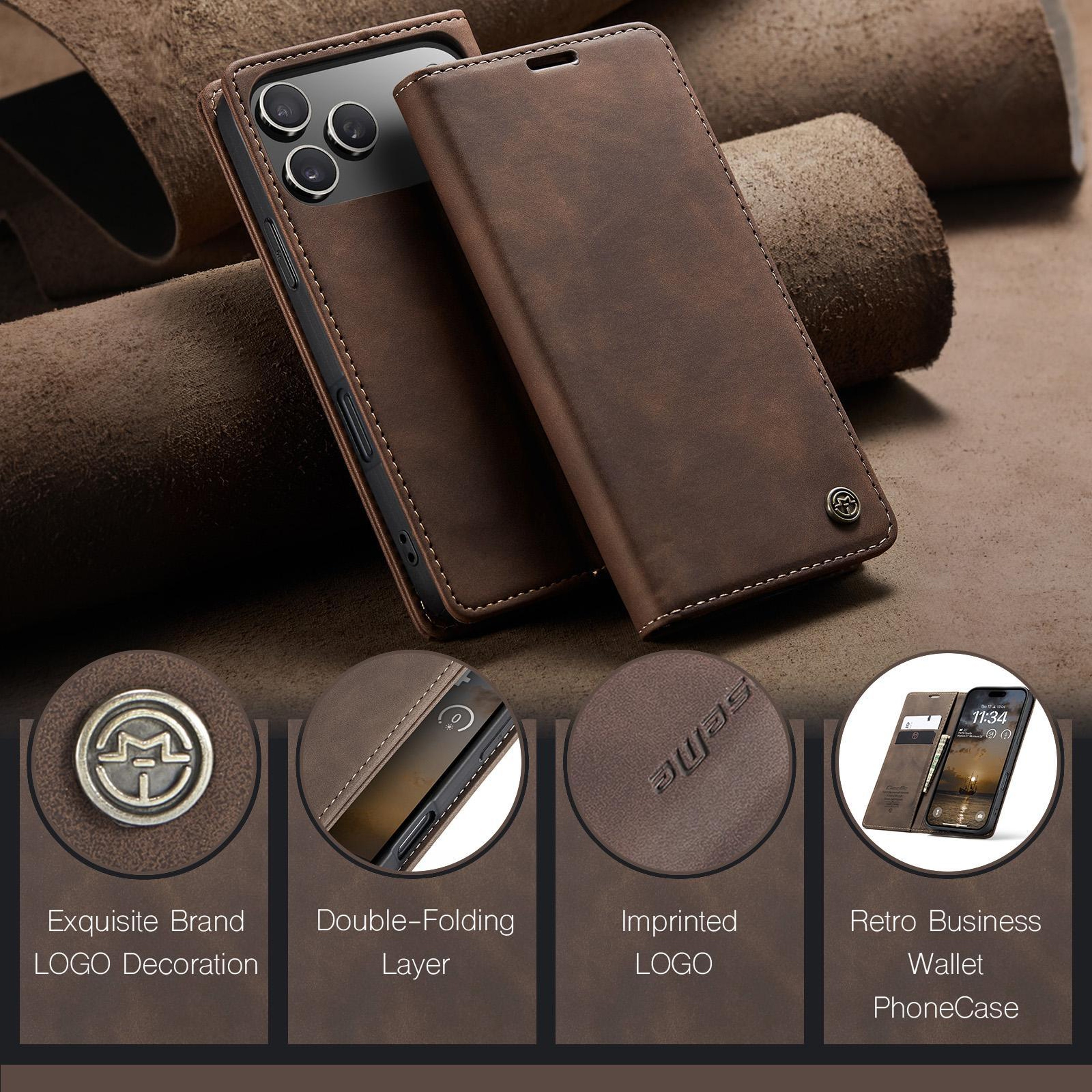 CaseMe 013 IPhone 17 Pro Max Wallet Case With Leather Flip Cover  Kickstand 3