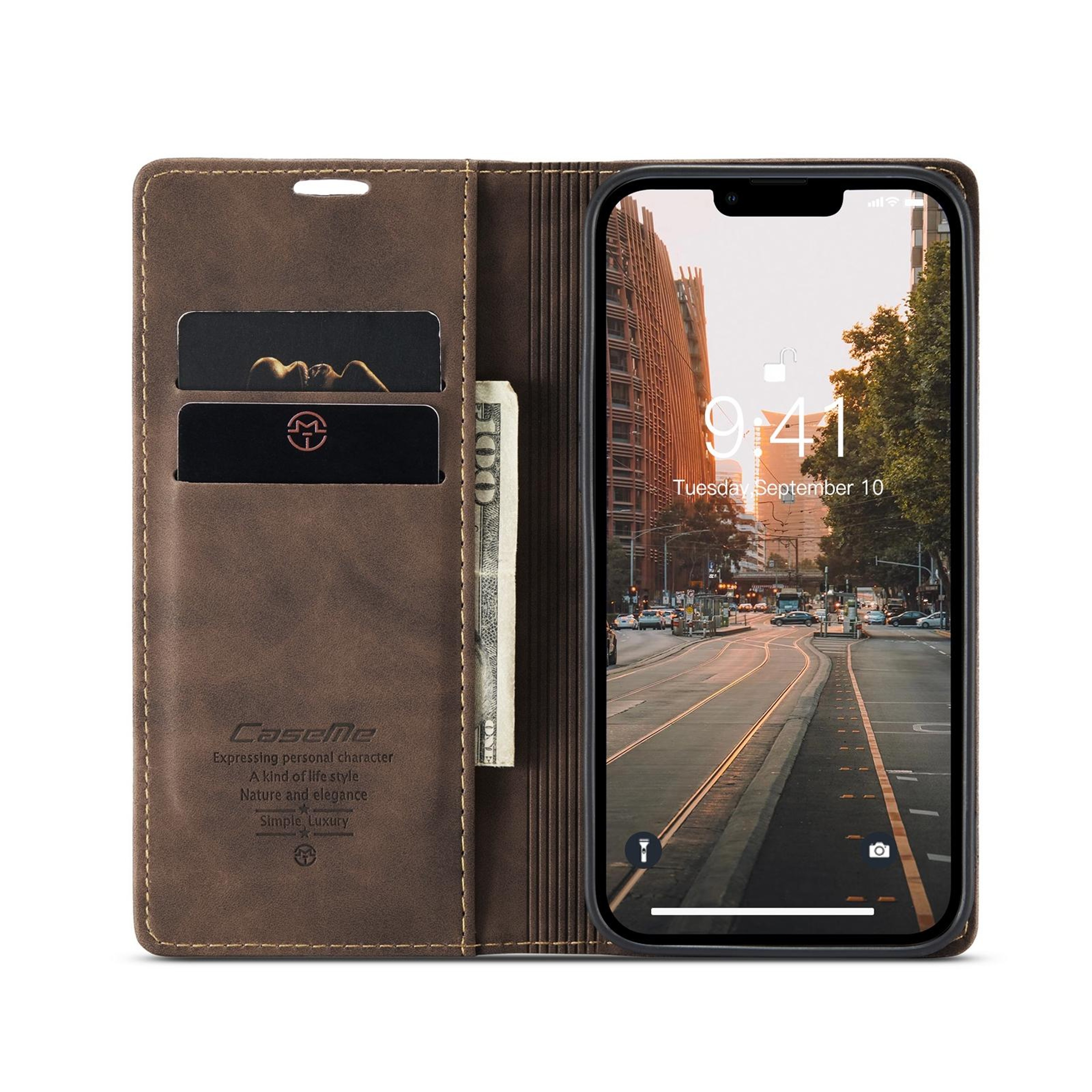 CaseMe Wallet Flip Leather Case For IPhone 15 Plus With Card Holder Stand  Magnetic Protection 3
