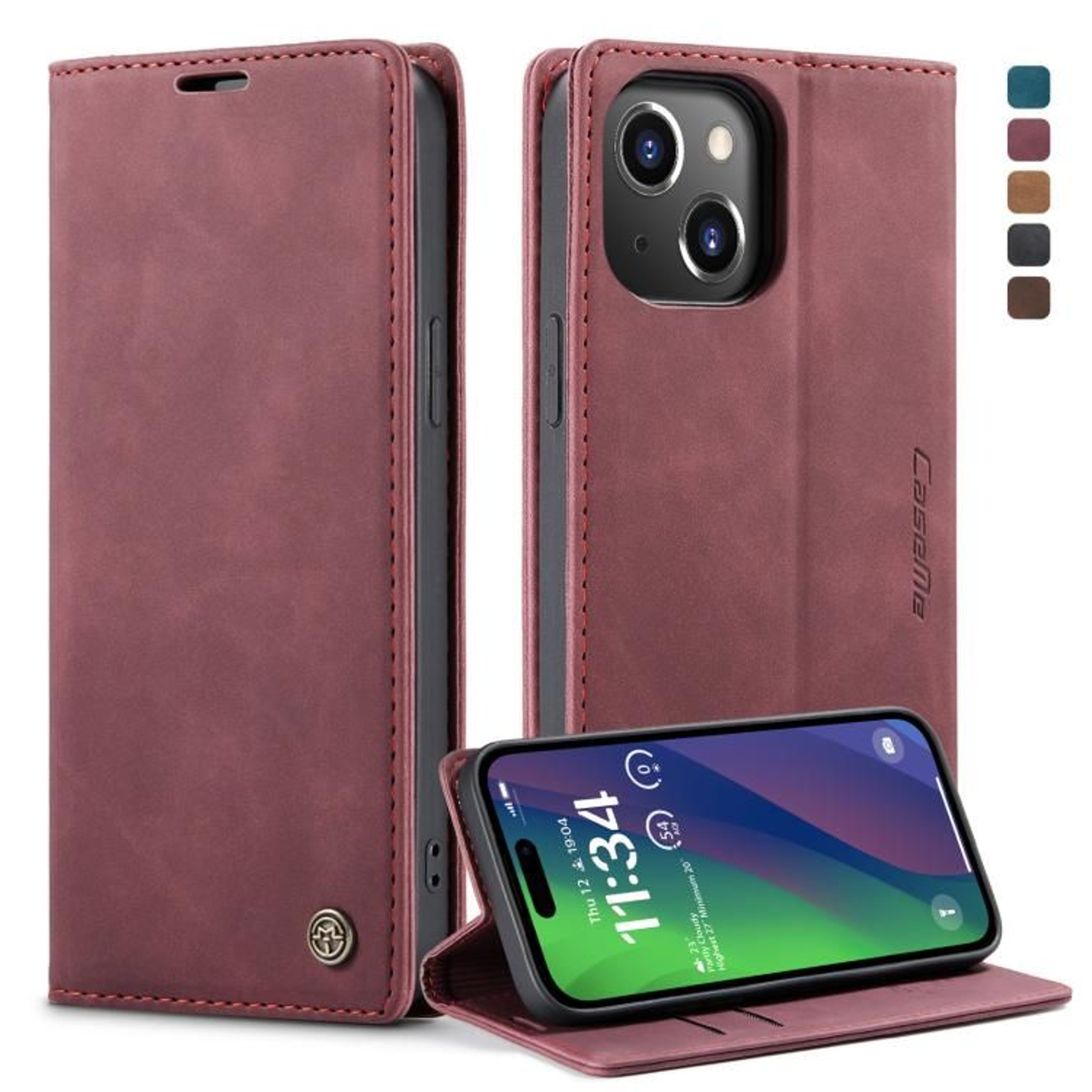 CaseMe Wallet Flip Leather Case For IPhone 15 Plus With Card Holder Stand  Magnetic Protection 6