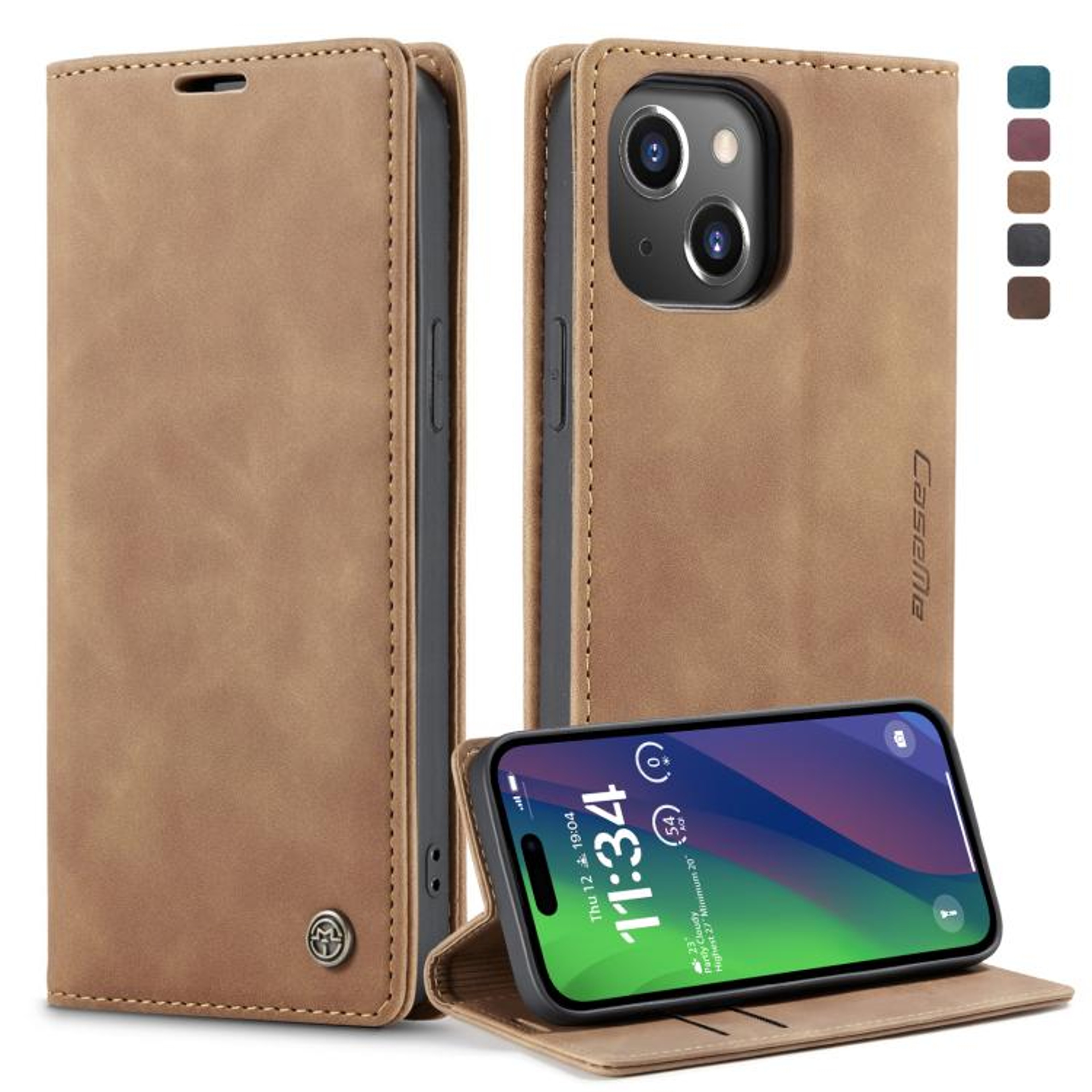 CaseMe Wallet Flip Leather Case For IPhone 15 Plus With Card Holder Stand  Magnetic Protection 8