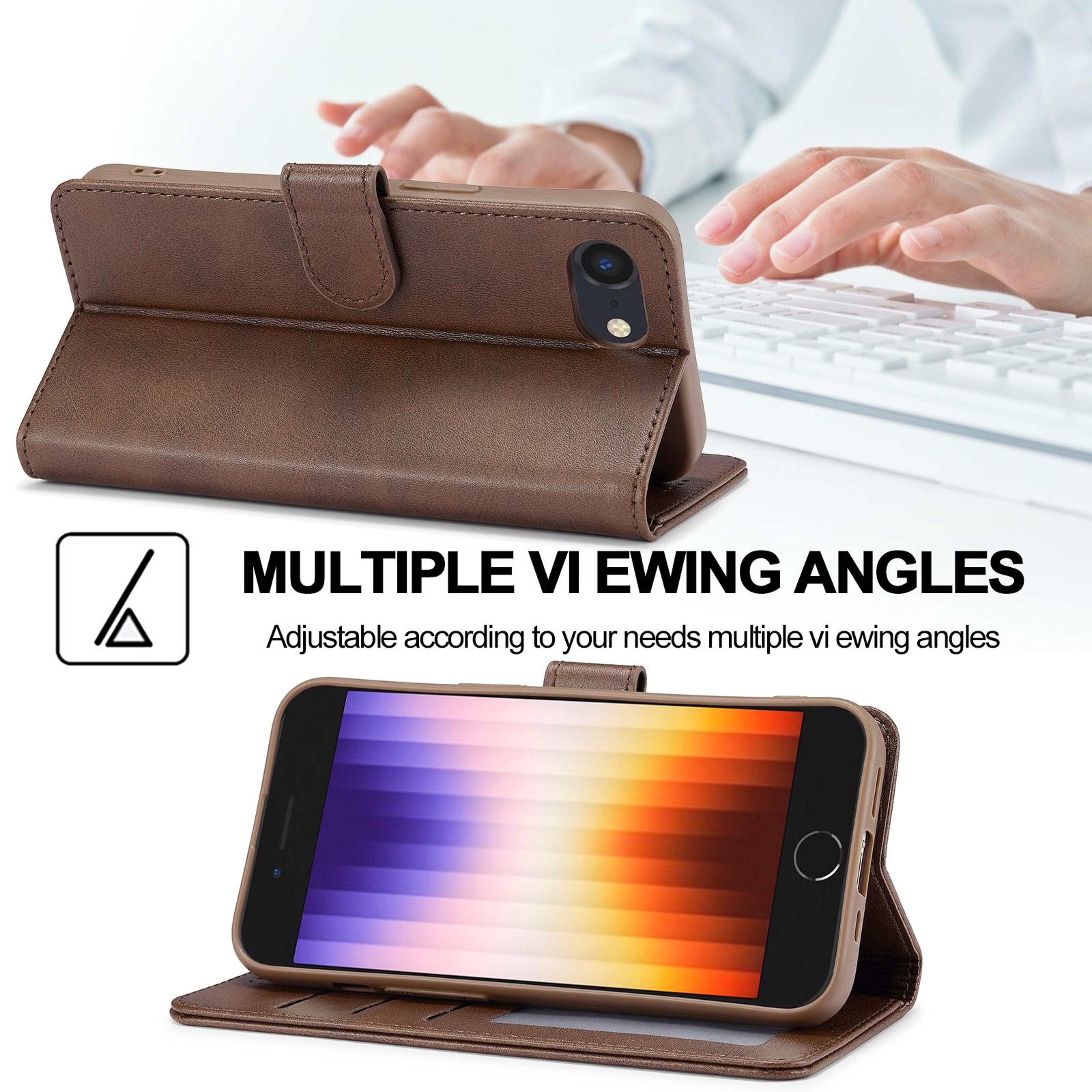 LCIMEEKE Leather Wallet Case For IPhone 16e  IPhone 17e With Stand  Card Holder 5