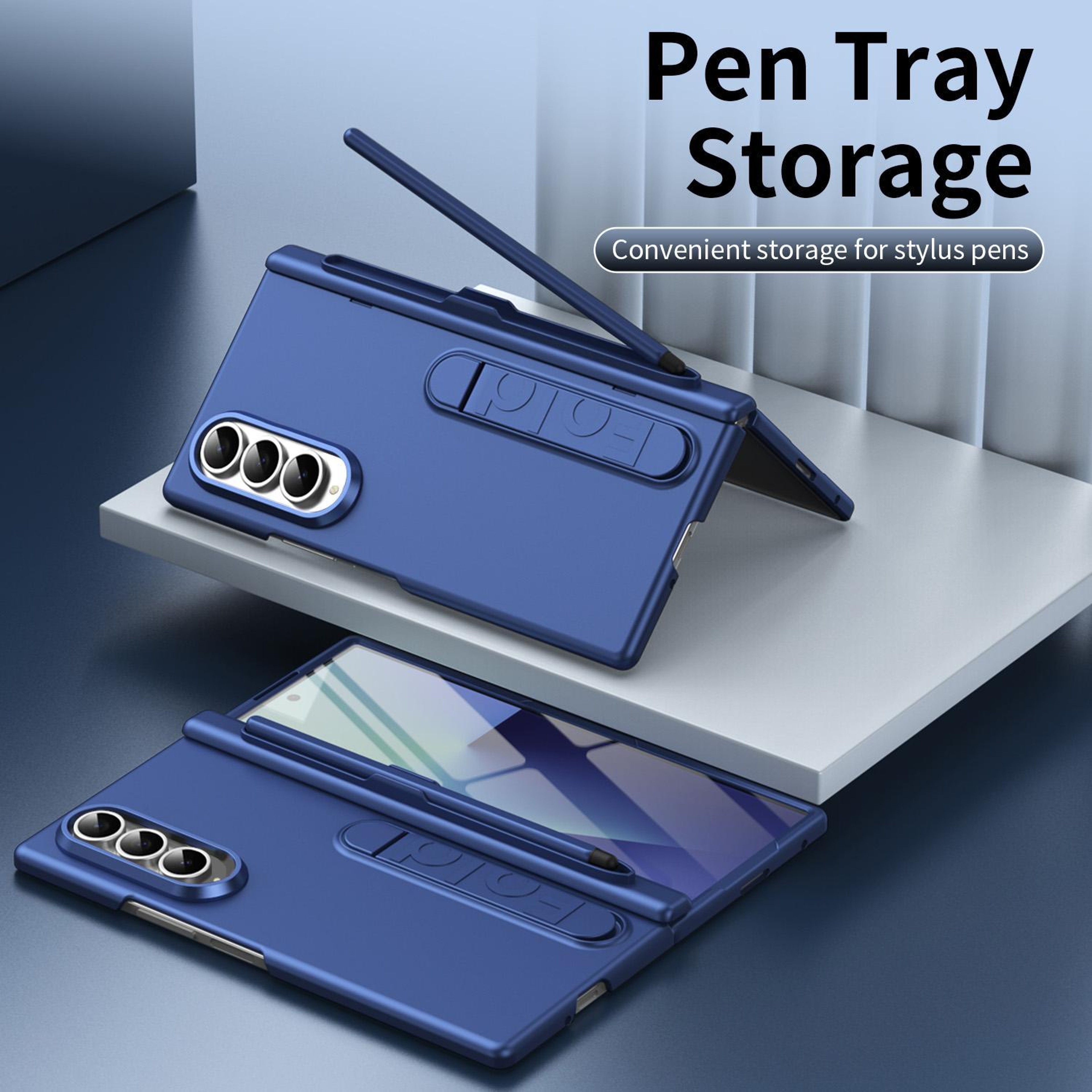 Samsung Galaxy Z Fold4 Case With Pen Holder Shockproof Protective Cover With Tempered Glass Screen  6