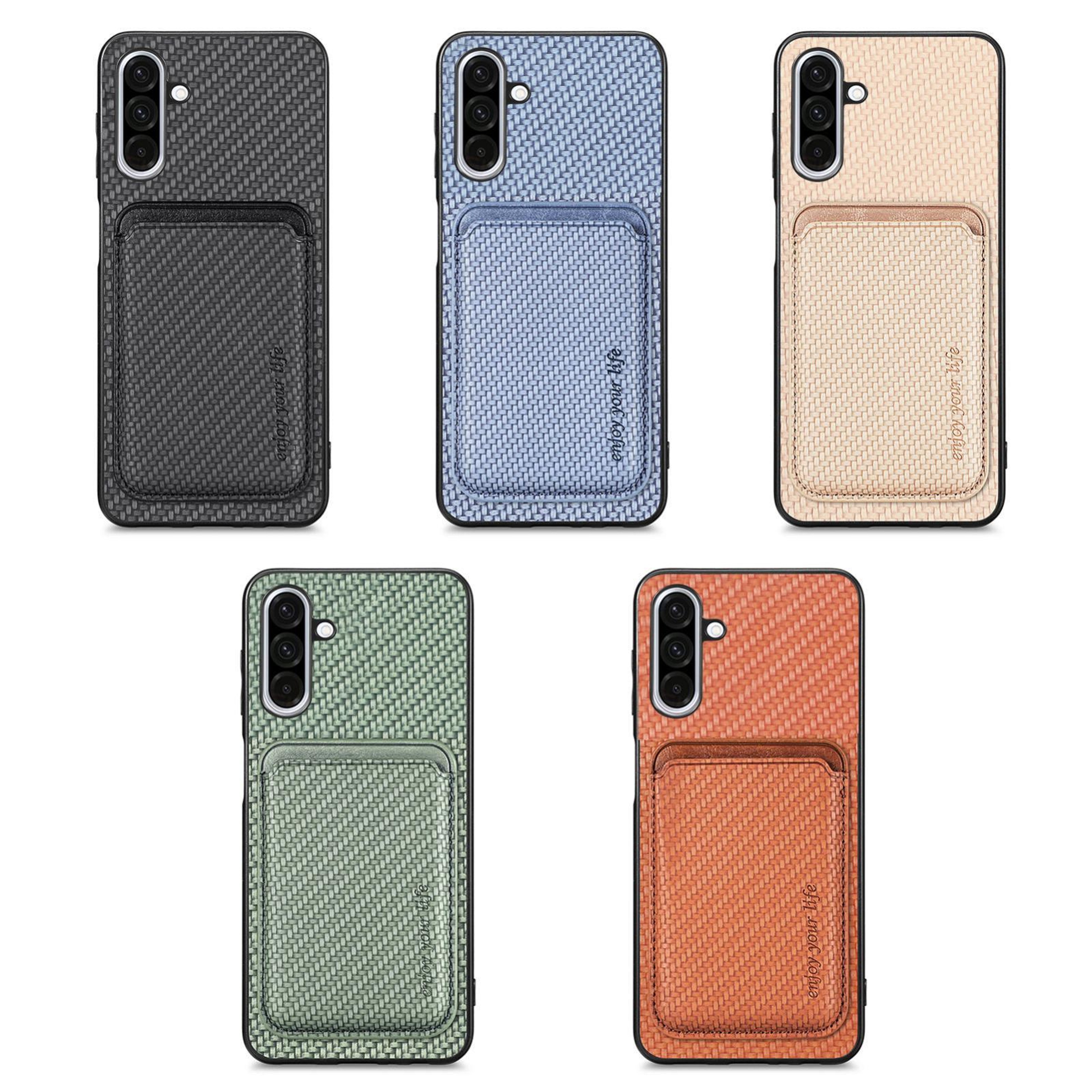 Samsung Galaxy A37 5G Case With MagSafe Leather Card Holder Carbon Fiber Magnetic Wallet Cover 9