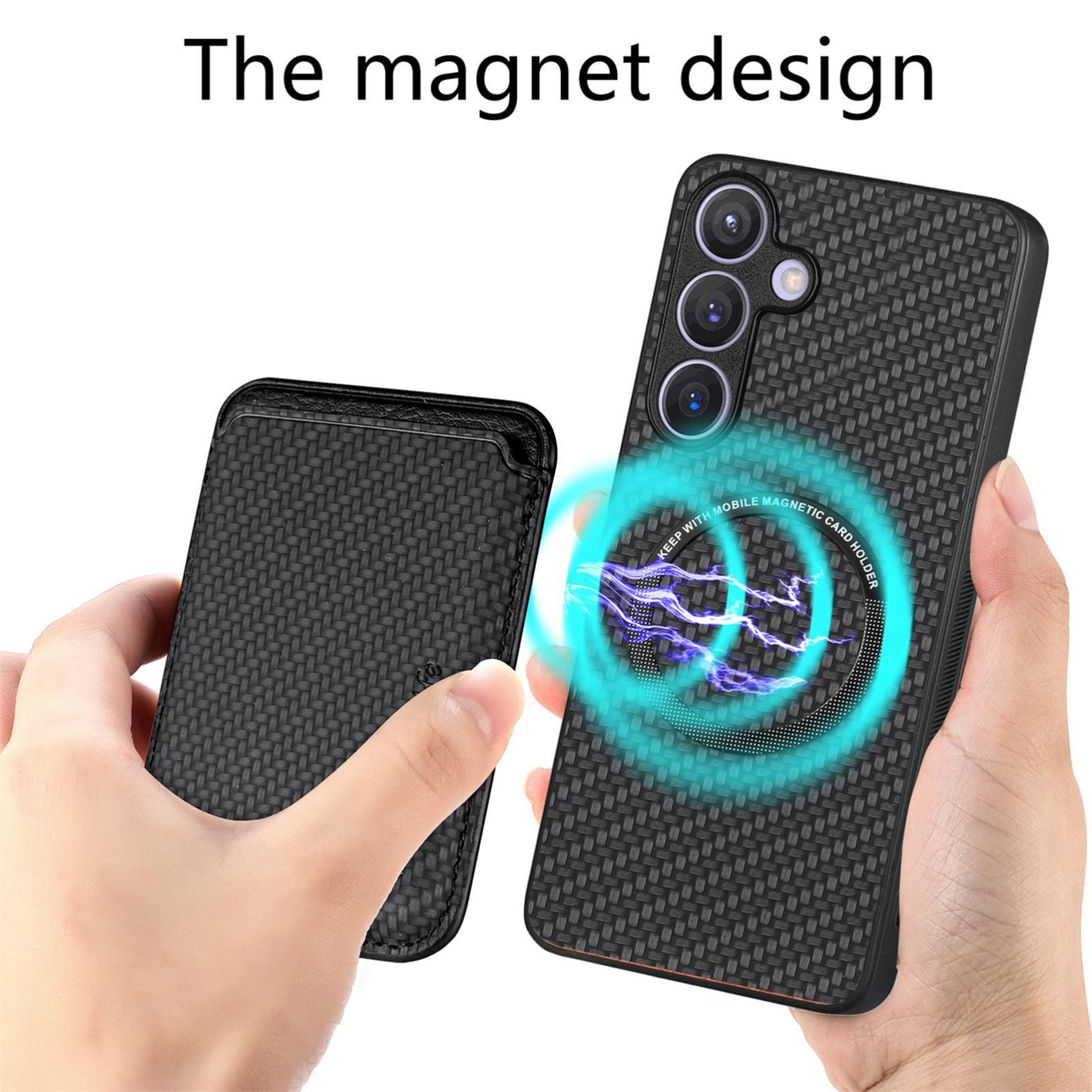 Samsung Galaxy A37 5G Case With MagSafe Leather Card Holder Carbon Fiber Magnetic Wallet Cover 4