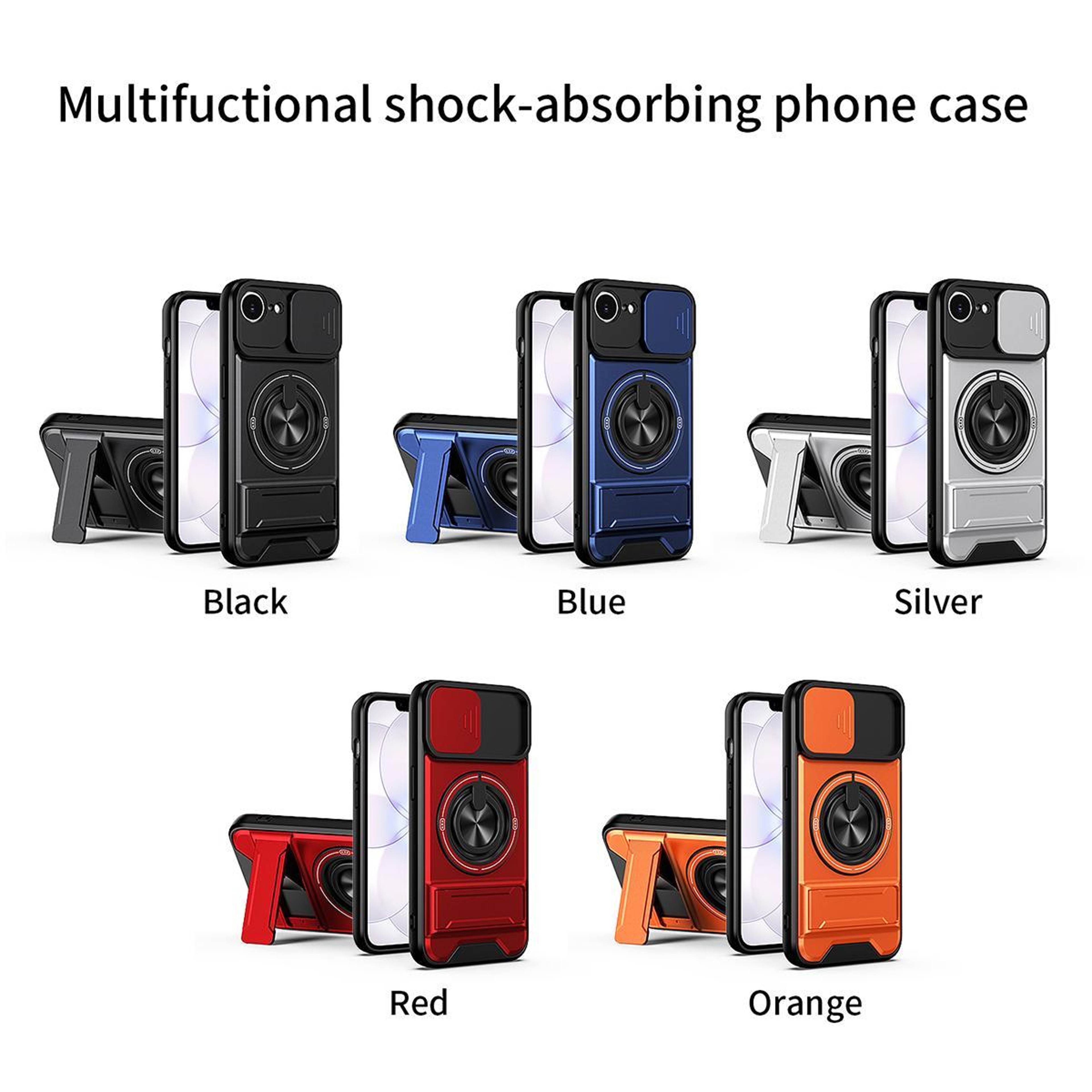 Magnetic Shockproof IPhone 17e  16 E Case With Sliding Lens Cover Kickstand  MagSafe Compatible 1