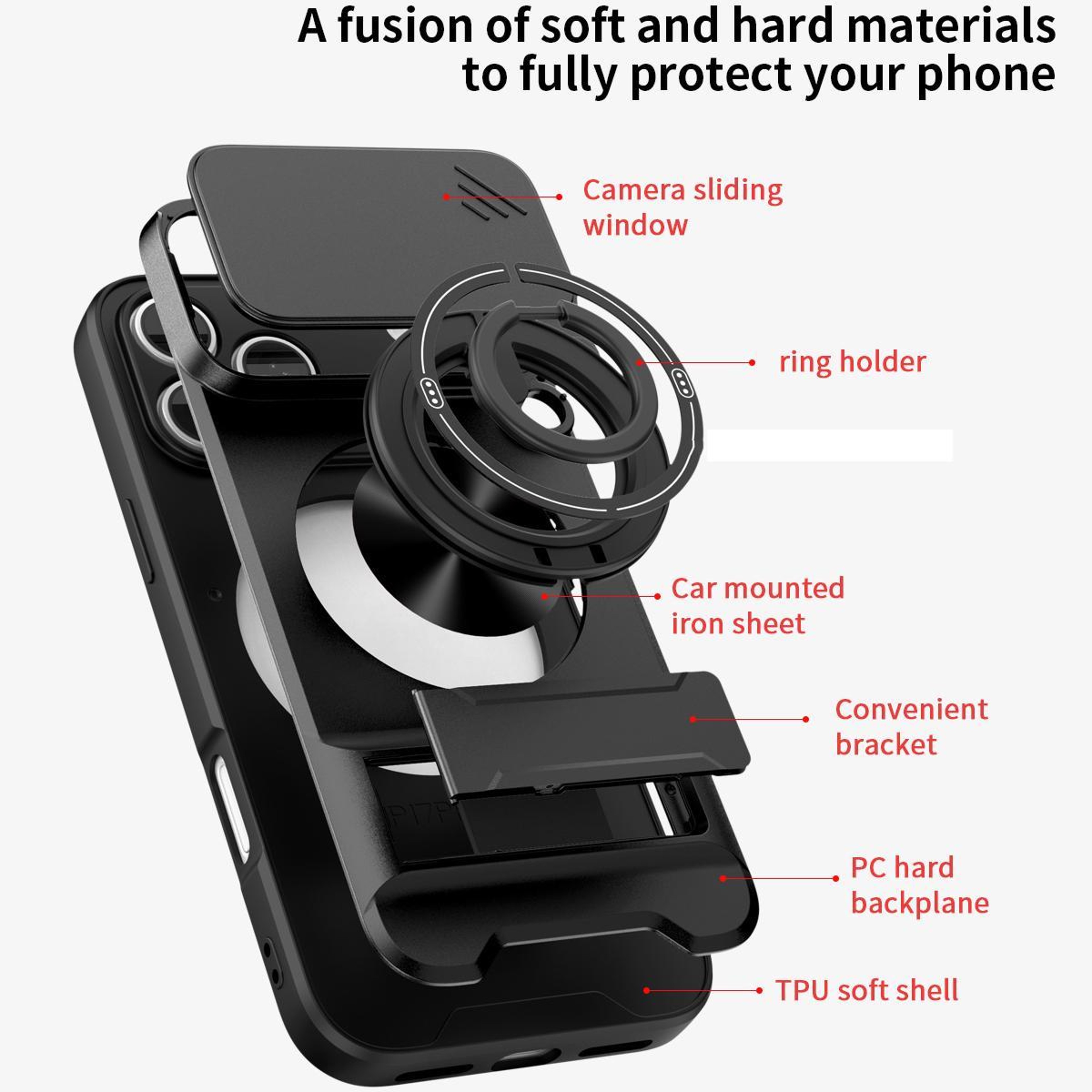 MagSafe Compatible IPhone 17 Pro Max Case With Sliding Lens Cover Kickstand  Shockproof Protection 2