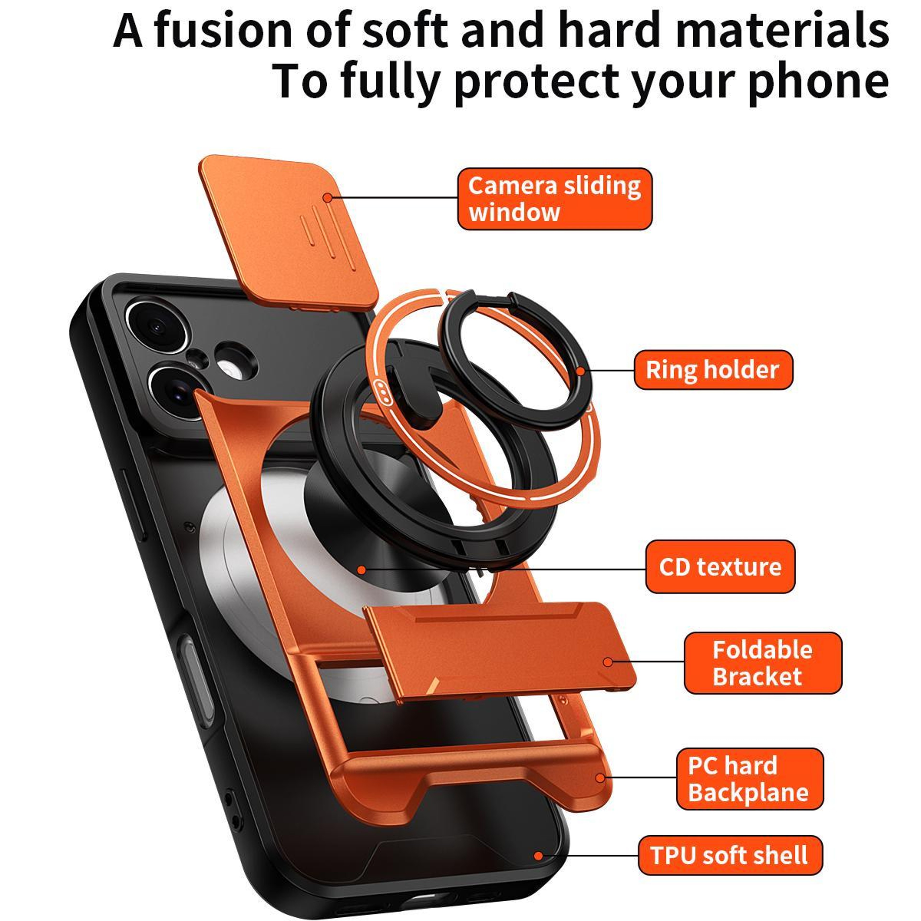 IPhone 17 Magnetic Shockproof Case With Sliding Camera Lens Cover  Kickstand 2
