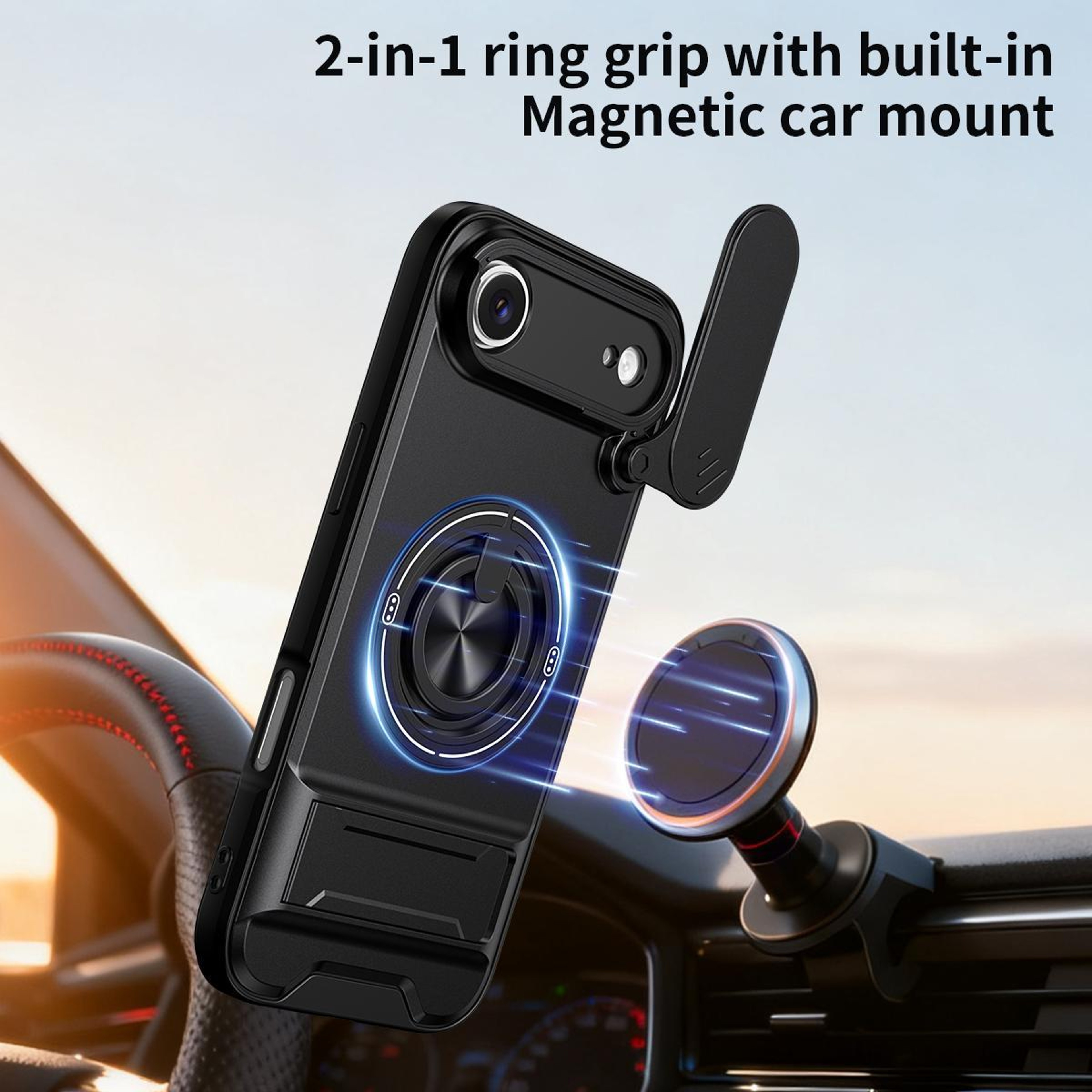 MagSafe Compatible IPhone Air Case With Sliding Camera Cover  Kickstand Shockproof Protective Case 7