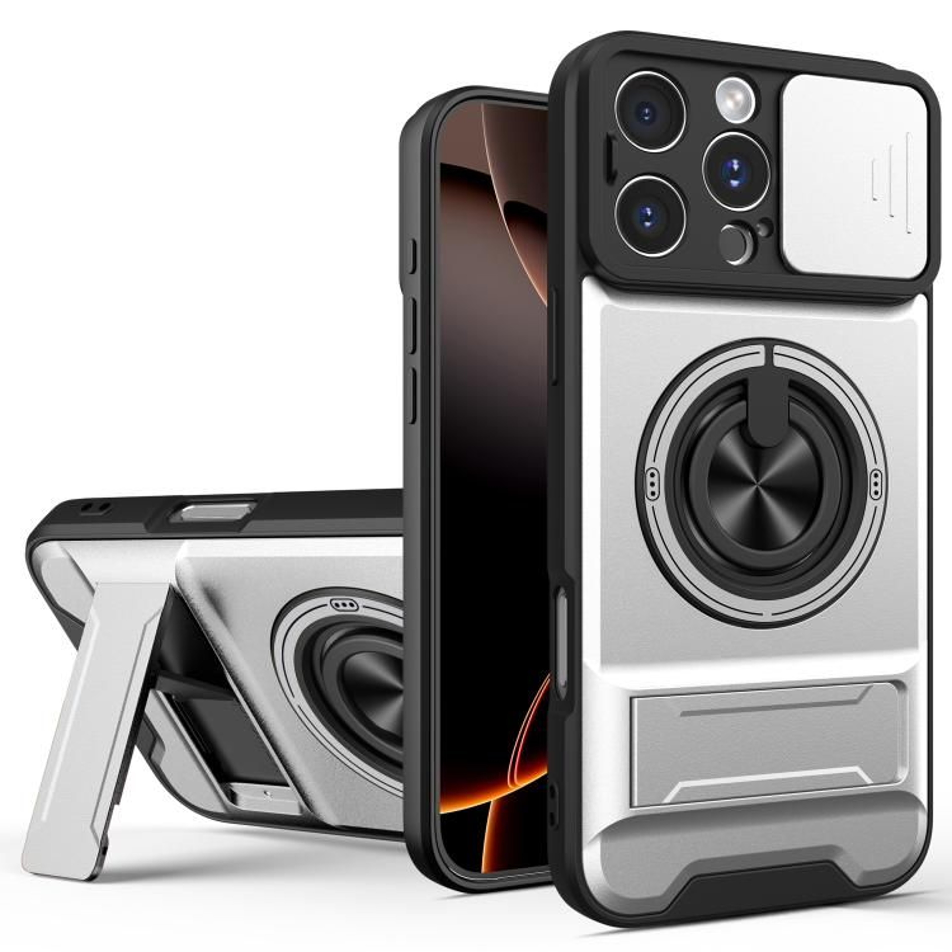IPhone 16 Pro Max Magnetic Shockproof Case With Sliding Camera Lens Cover  Kickstand 8