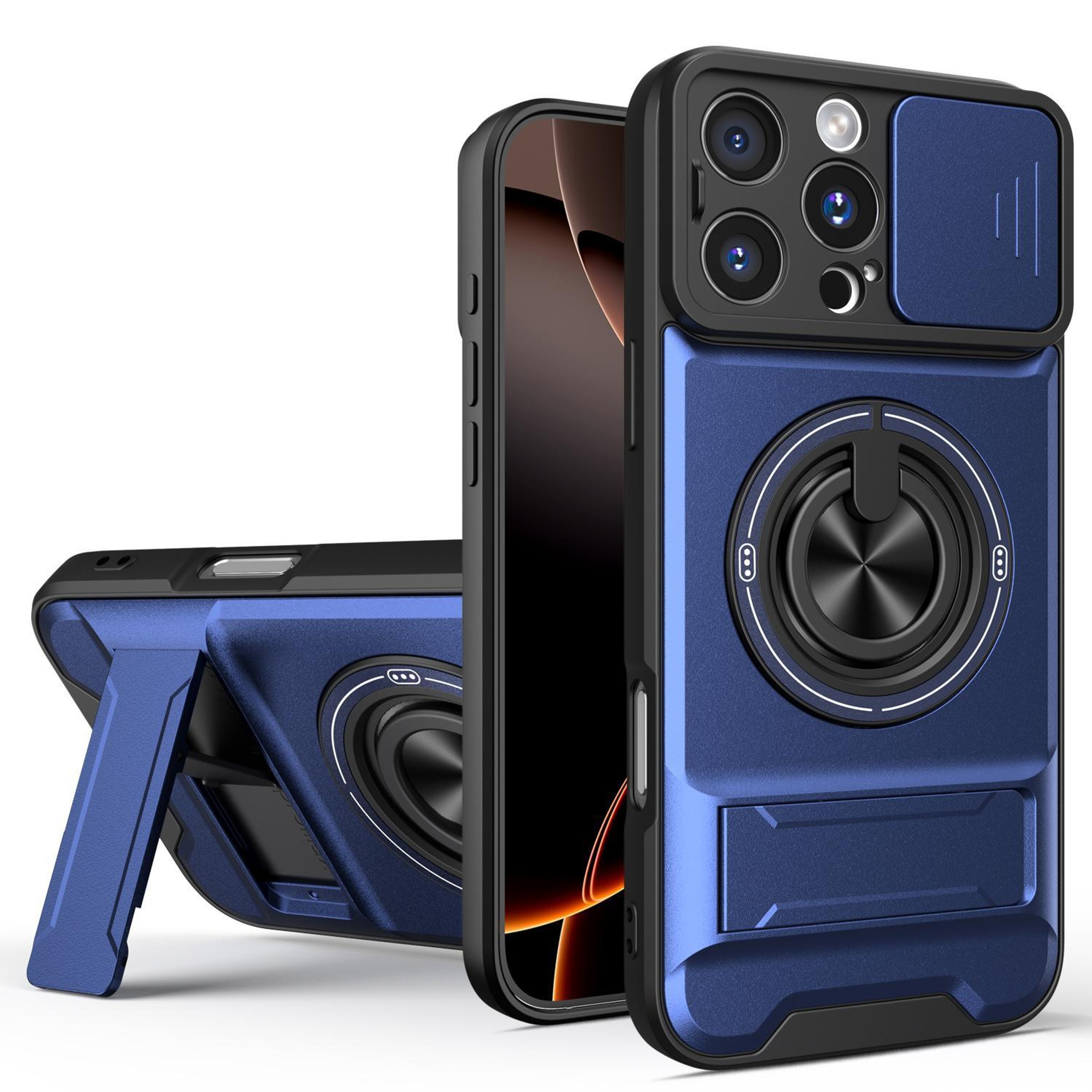 IPhone 16 Pro Magnetic Shockproof Case With Sliding Lens Cover  Kickstand 0