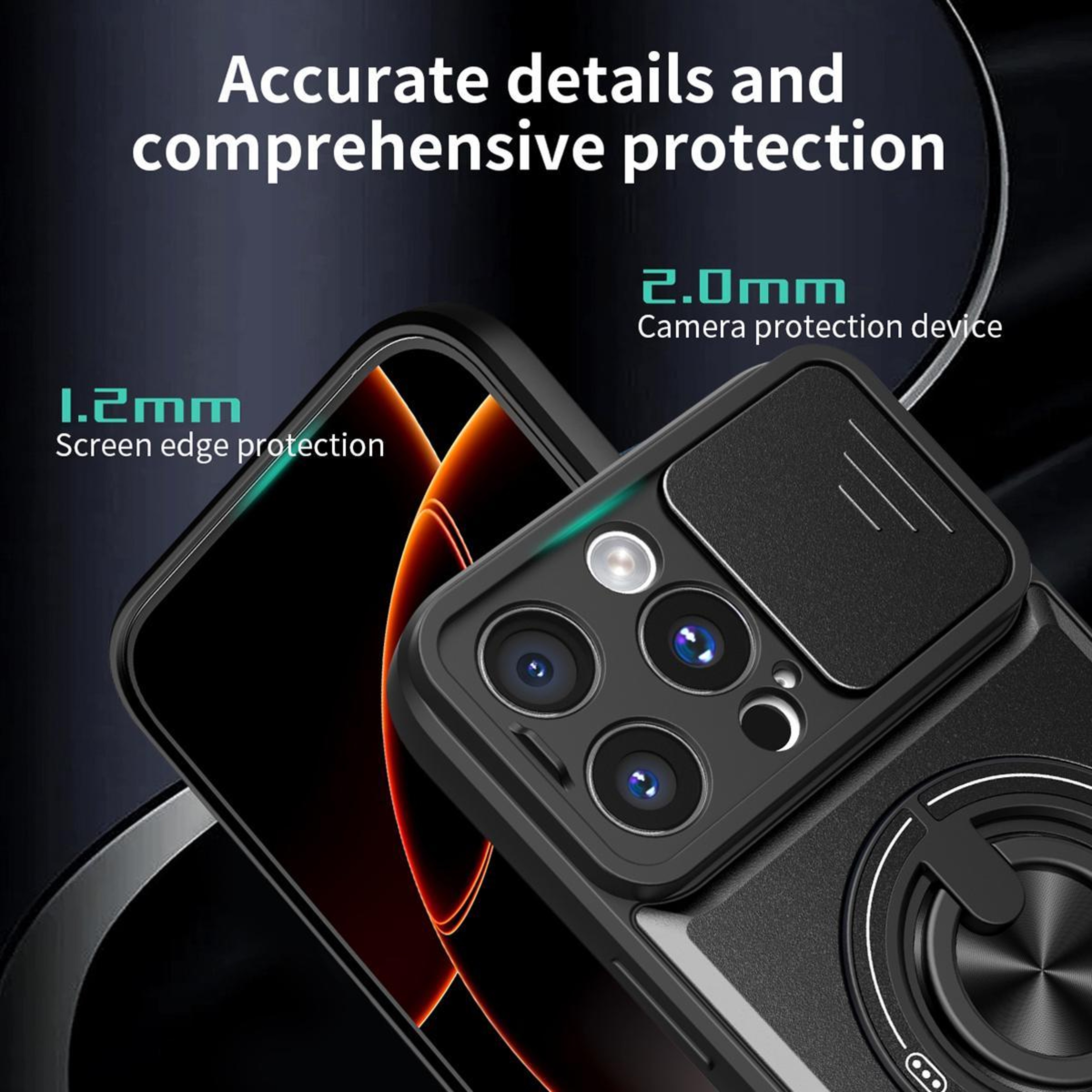 IPhone 16 Pro Magnetic Shockproof Case With Sliding Lens Cover  Kickstand 5