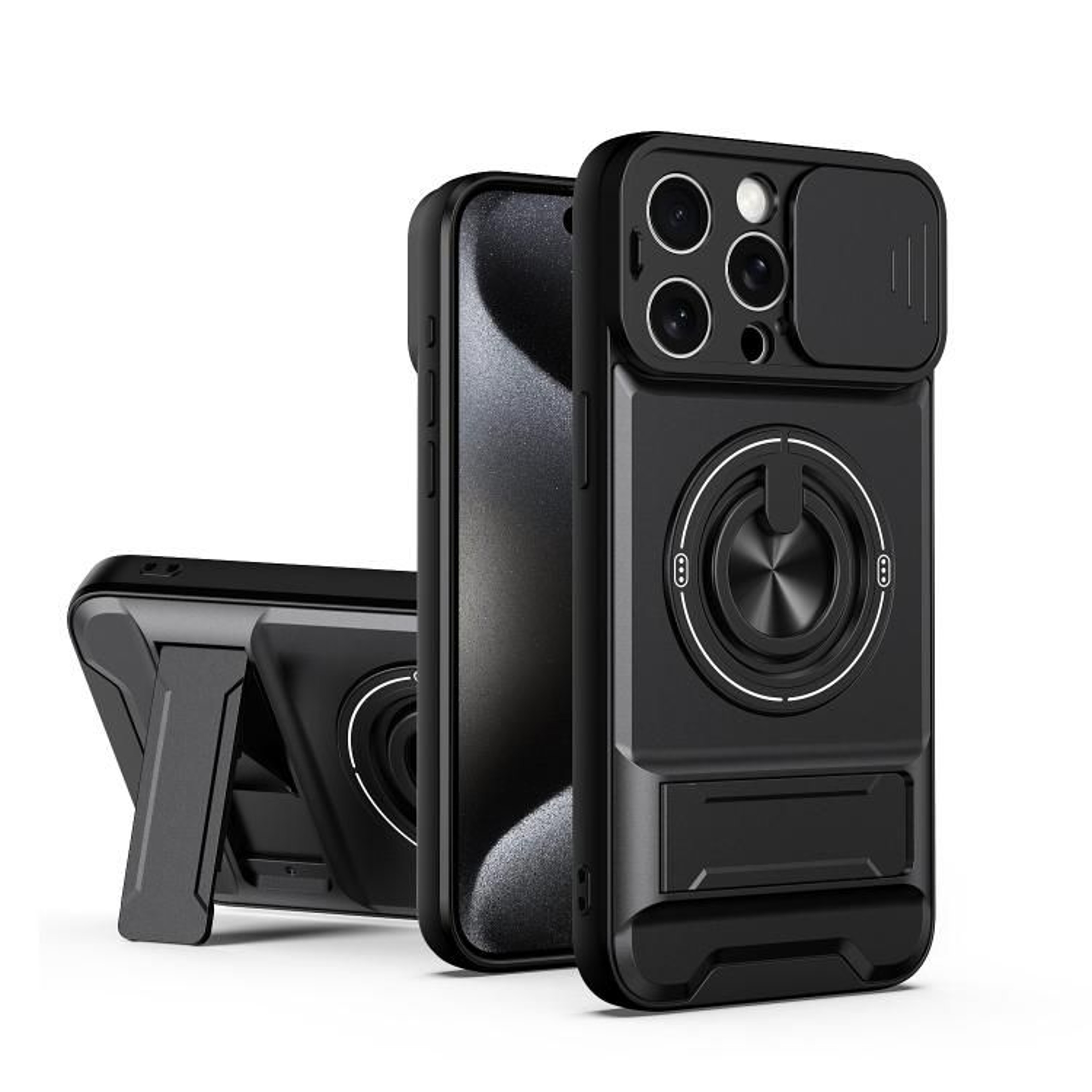 MagSafe Compatible IPhone 15 Pro Max Case With Sliding Camera Lens Cover Kickstand  Shockproof Prot 9